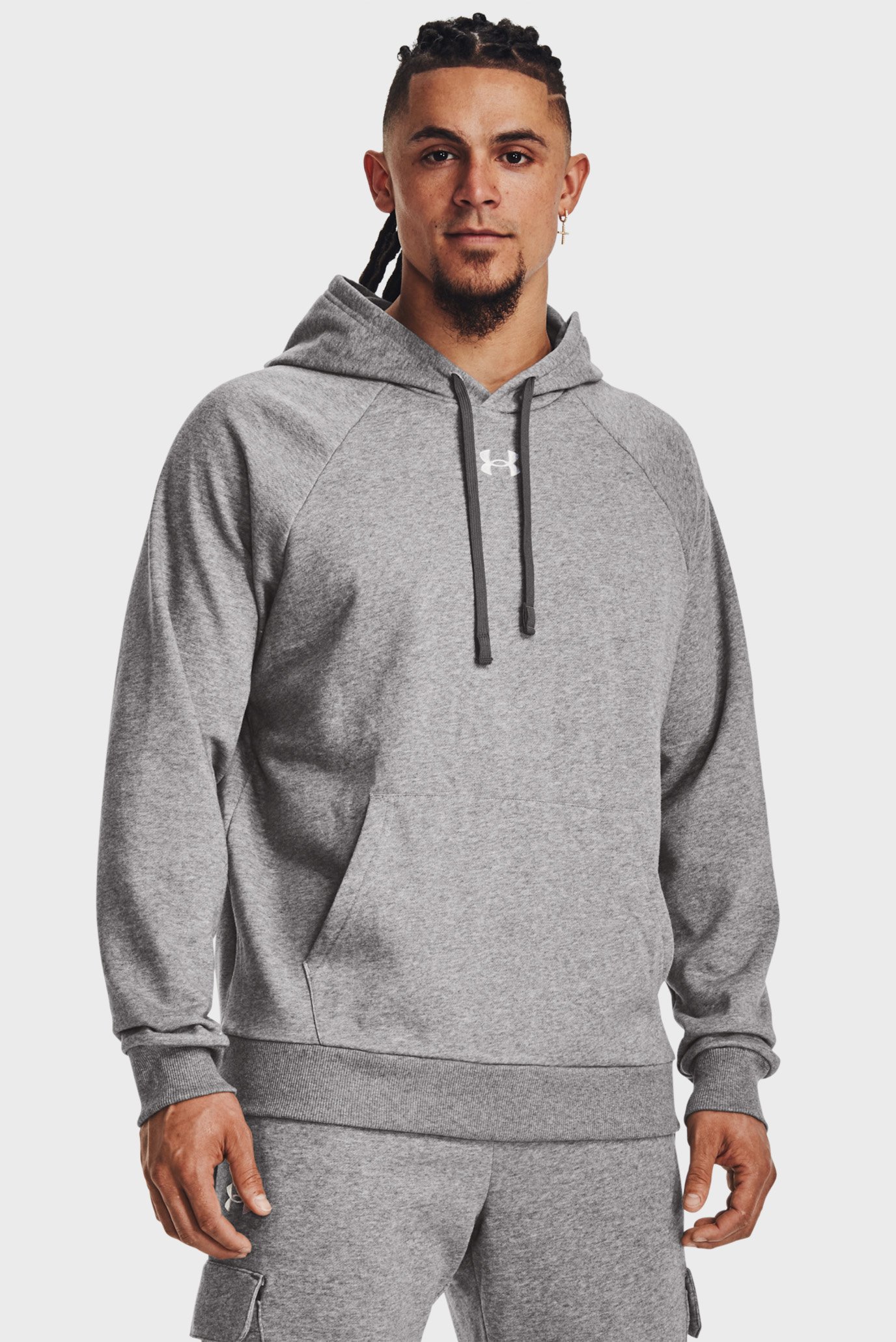 Мужское серое худи UA Rival Fleece Hoodie 1