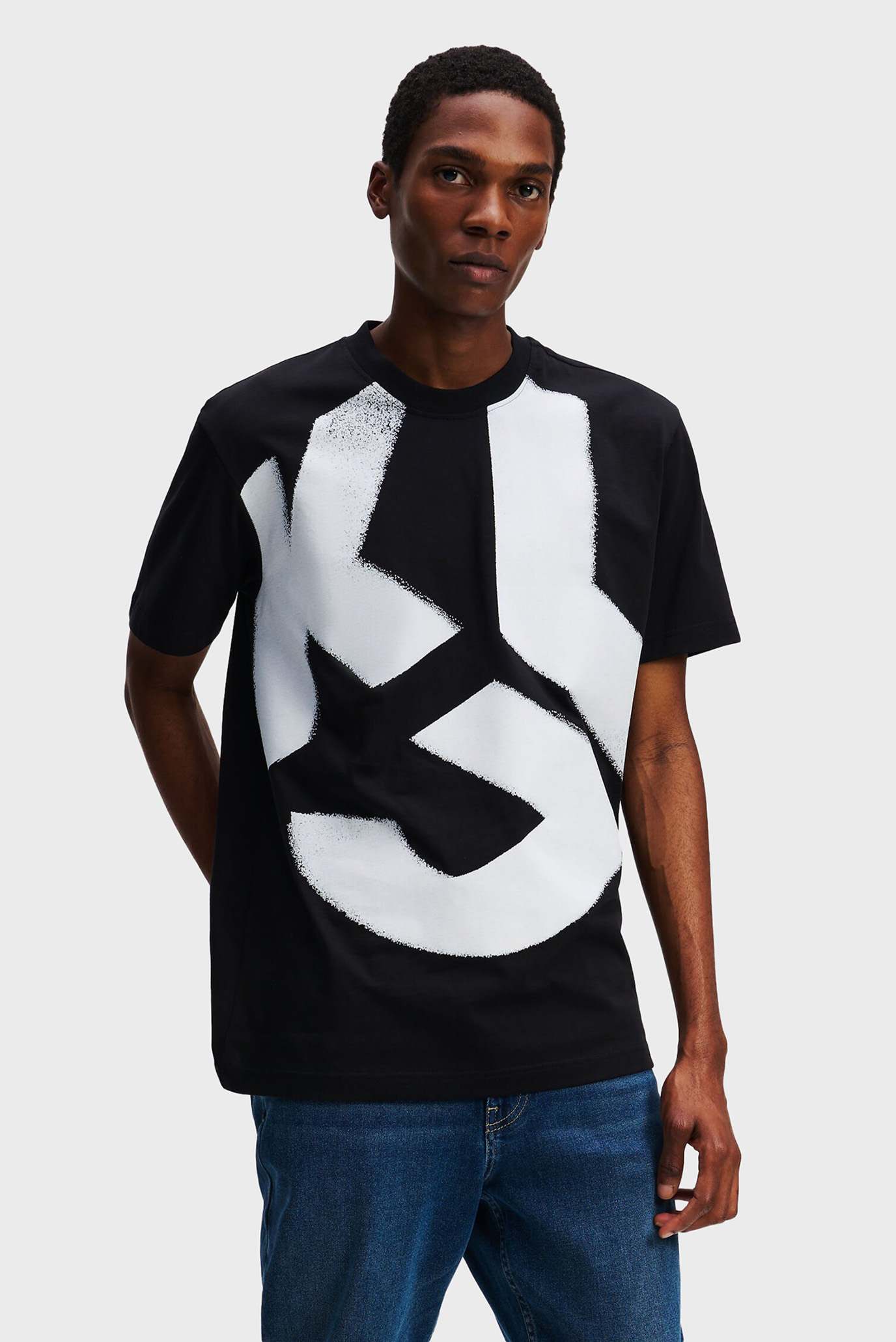 Мужская черная футболка KLJ REG SS BLEACH LOGO TEE 1