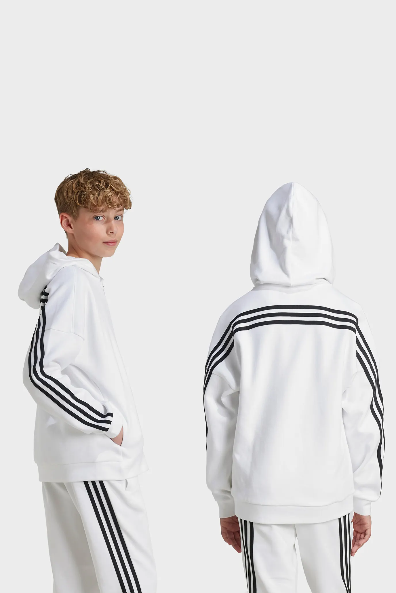Дитяче біле худі Future Icons 3-Stripes Full-Zip 4