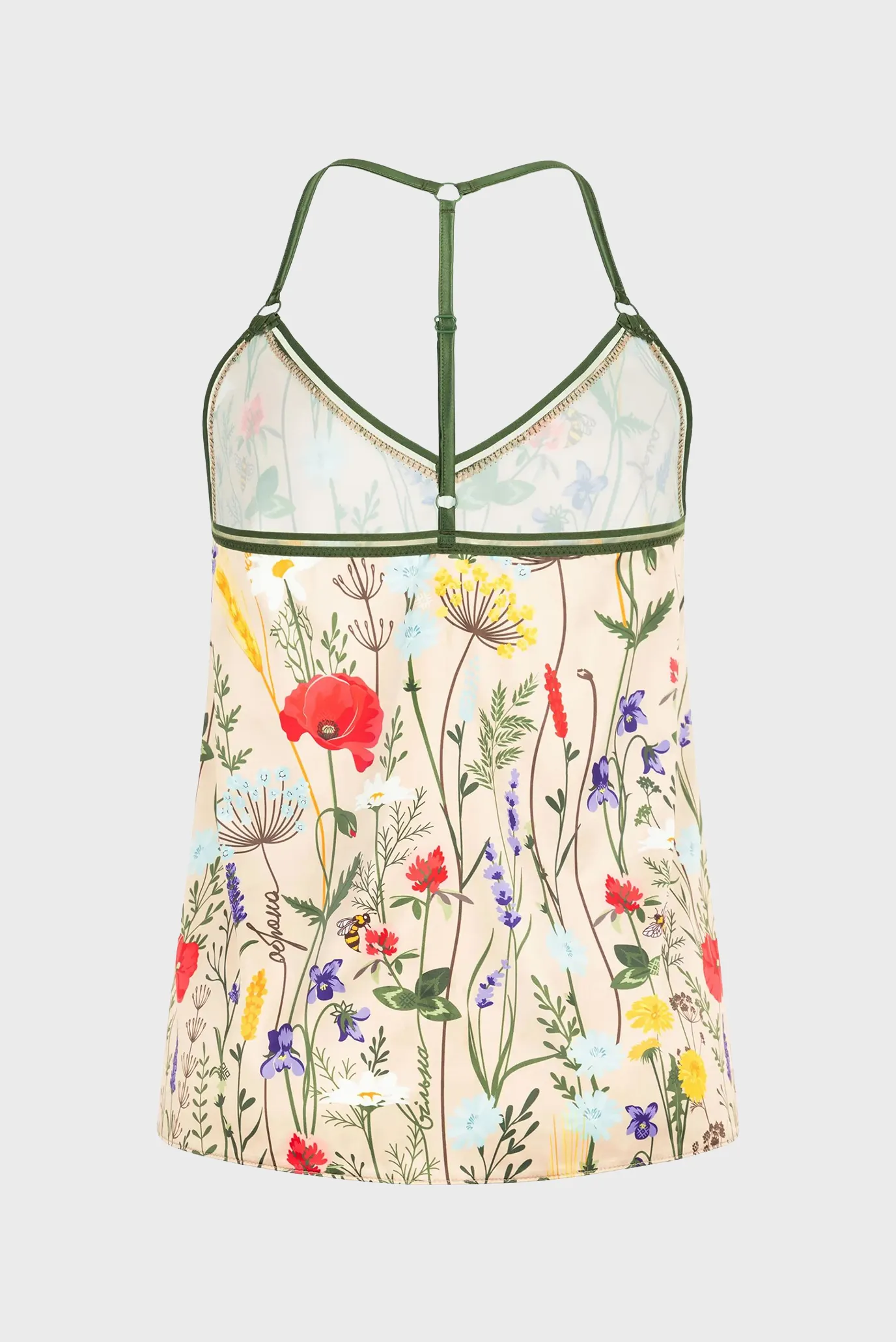 Жіноча бежева піжама з візерунком (топ, шорти) 4