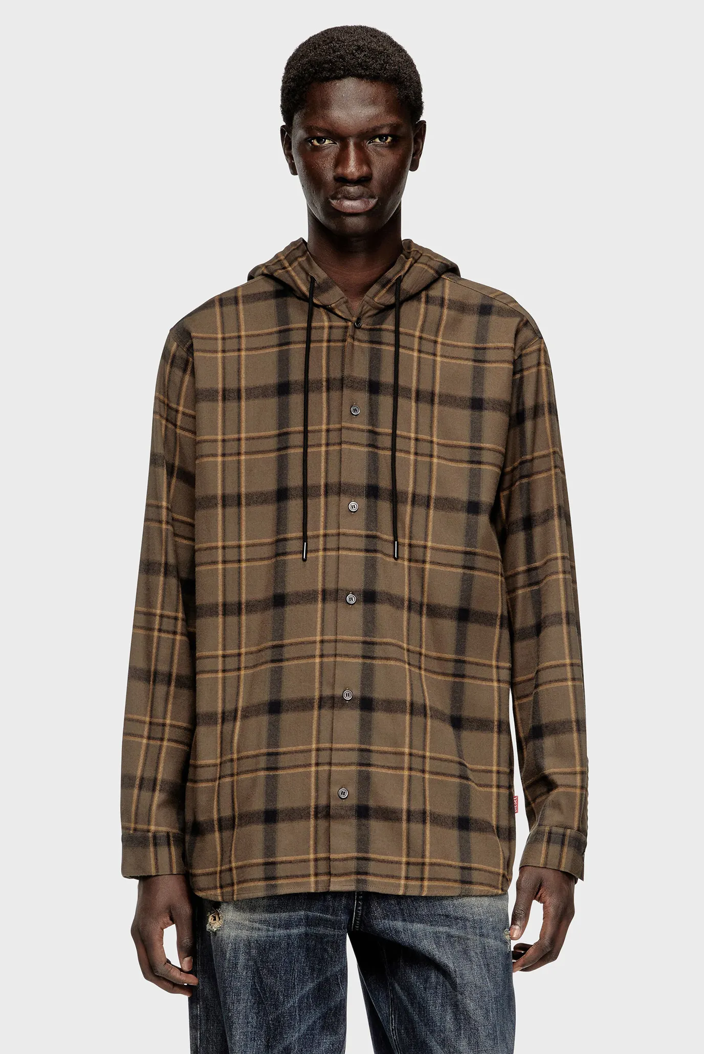 Мужская коричневая рубашка в клетку CAMICIA Коричневый 46 Diesel A20068 0BKBT