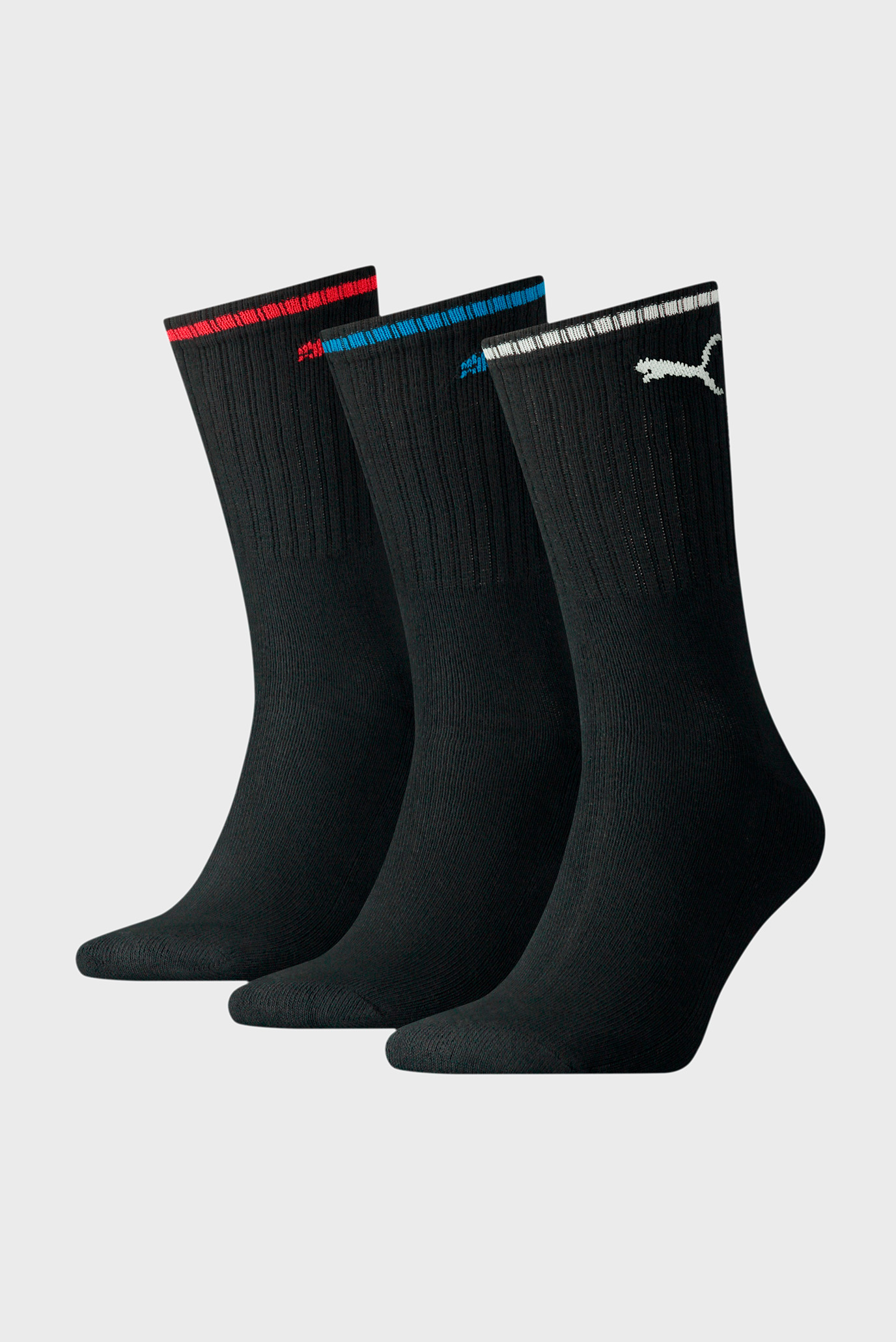 Черные носки (3 пары) Unisex Sport Crew Stripe Socks 1