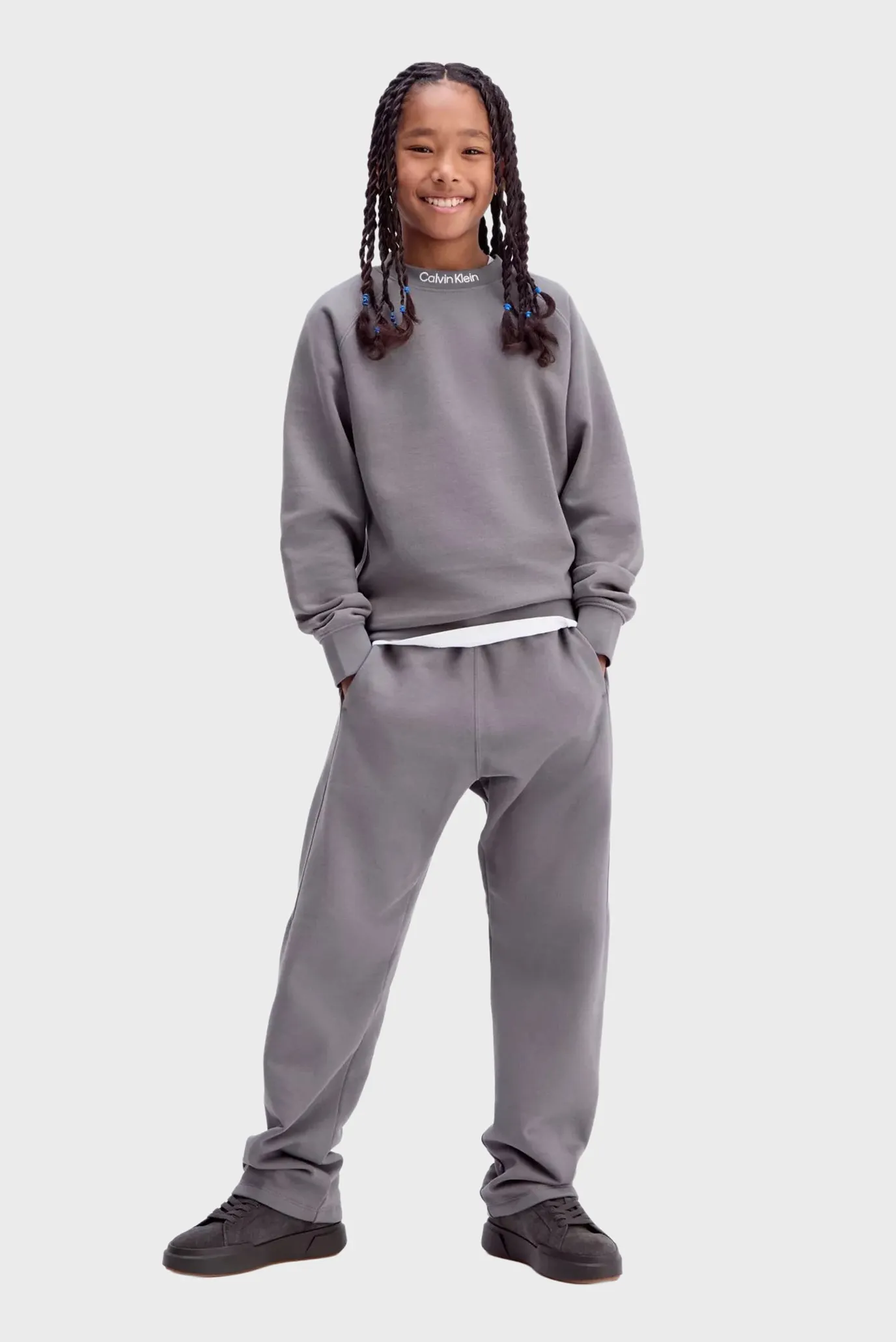 Дитячий темно-сірий світшот NECK EMB FLEECE 1