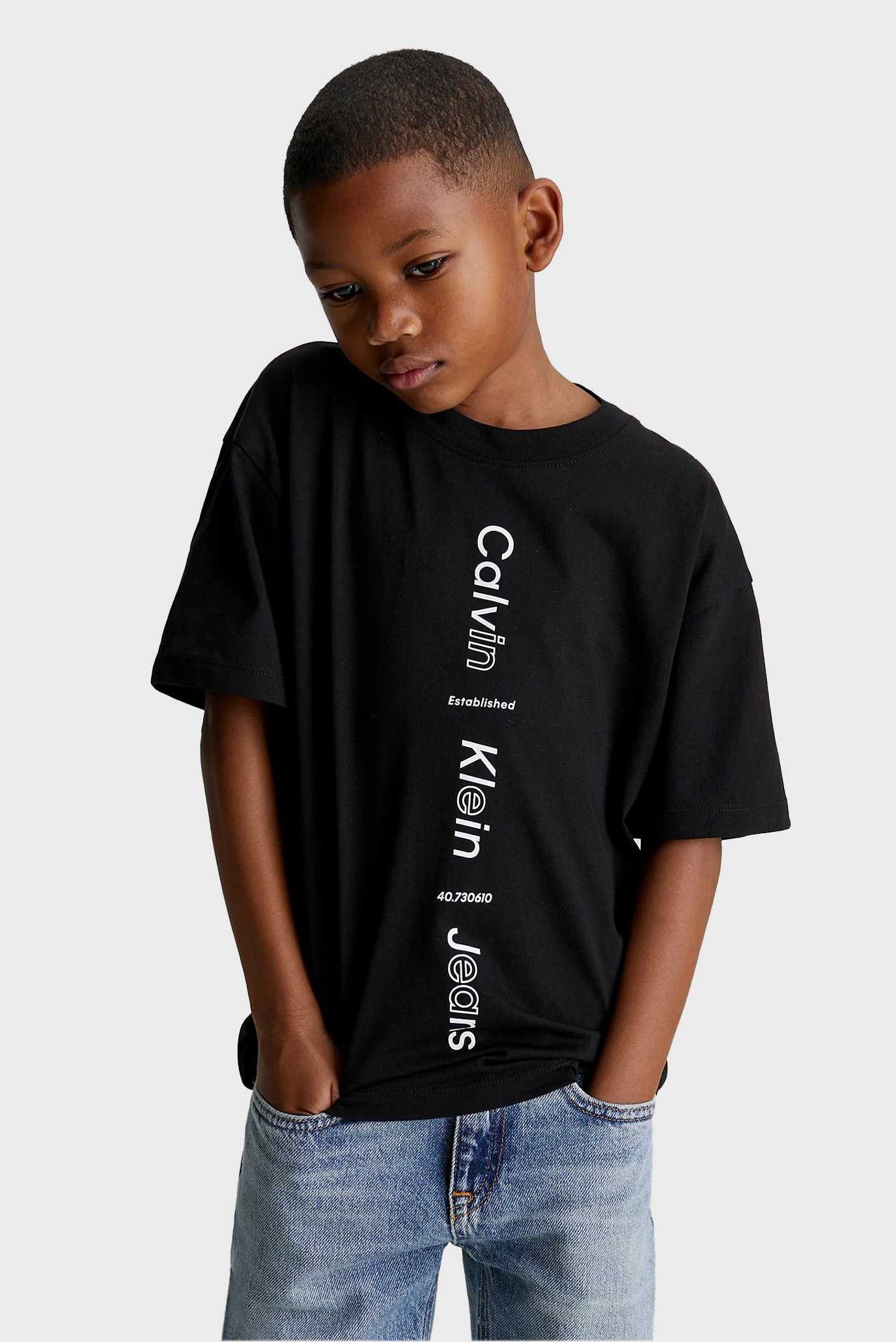 Дитяча чорна футболка MAXI INST.LOGO RLXD SS 1