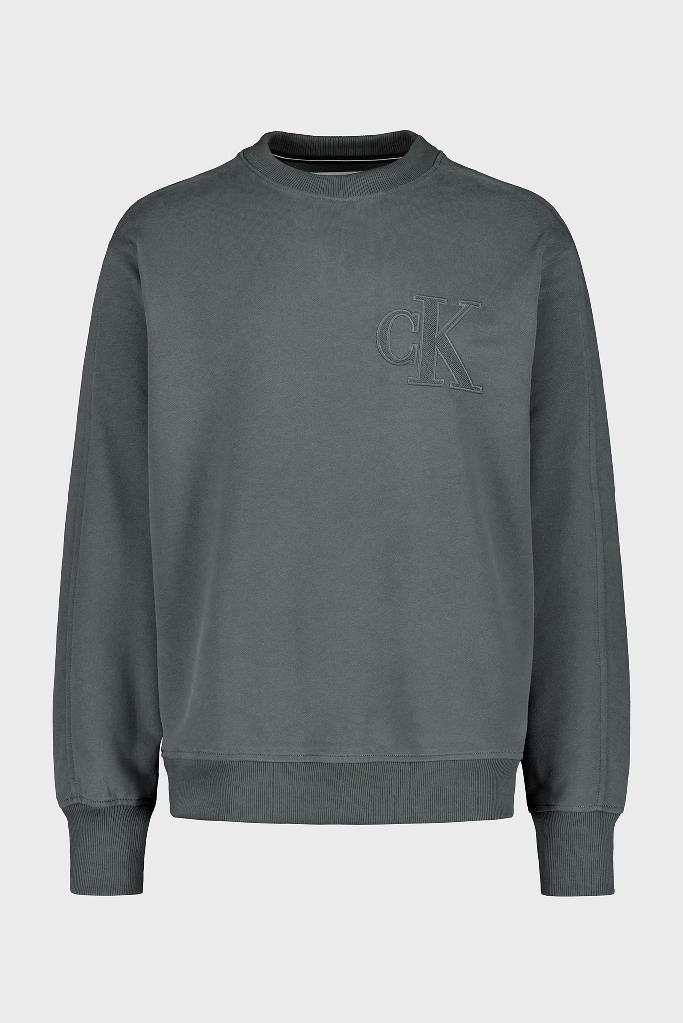 Чоловічий сірий світшот CK APPLIQUE CREW NECK 1