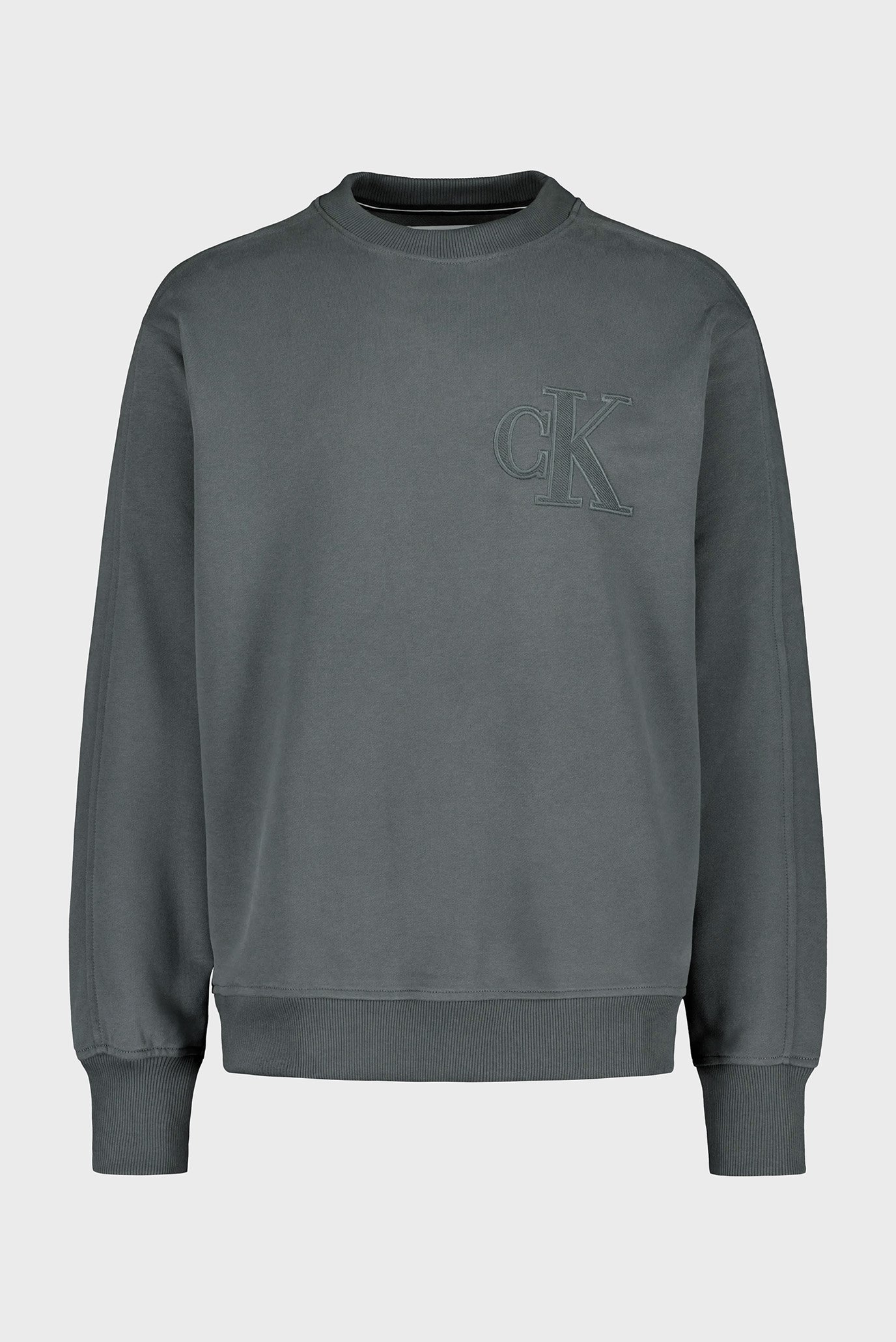 Мужской серый свитшот CK APPLIQUE CREW NECK 1