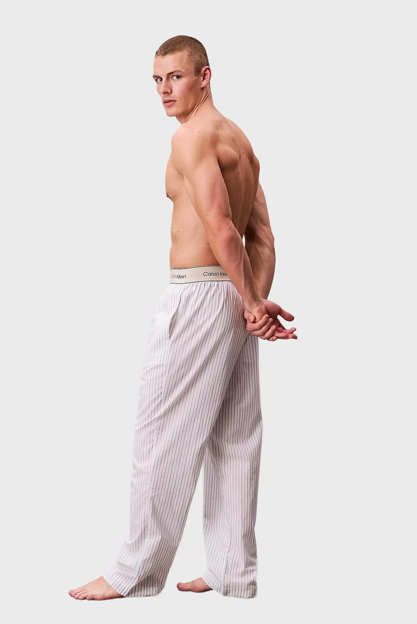 Мужские белые брюки в полоску SLEEP PANT 2