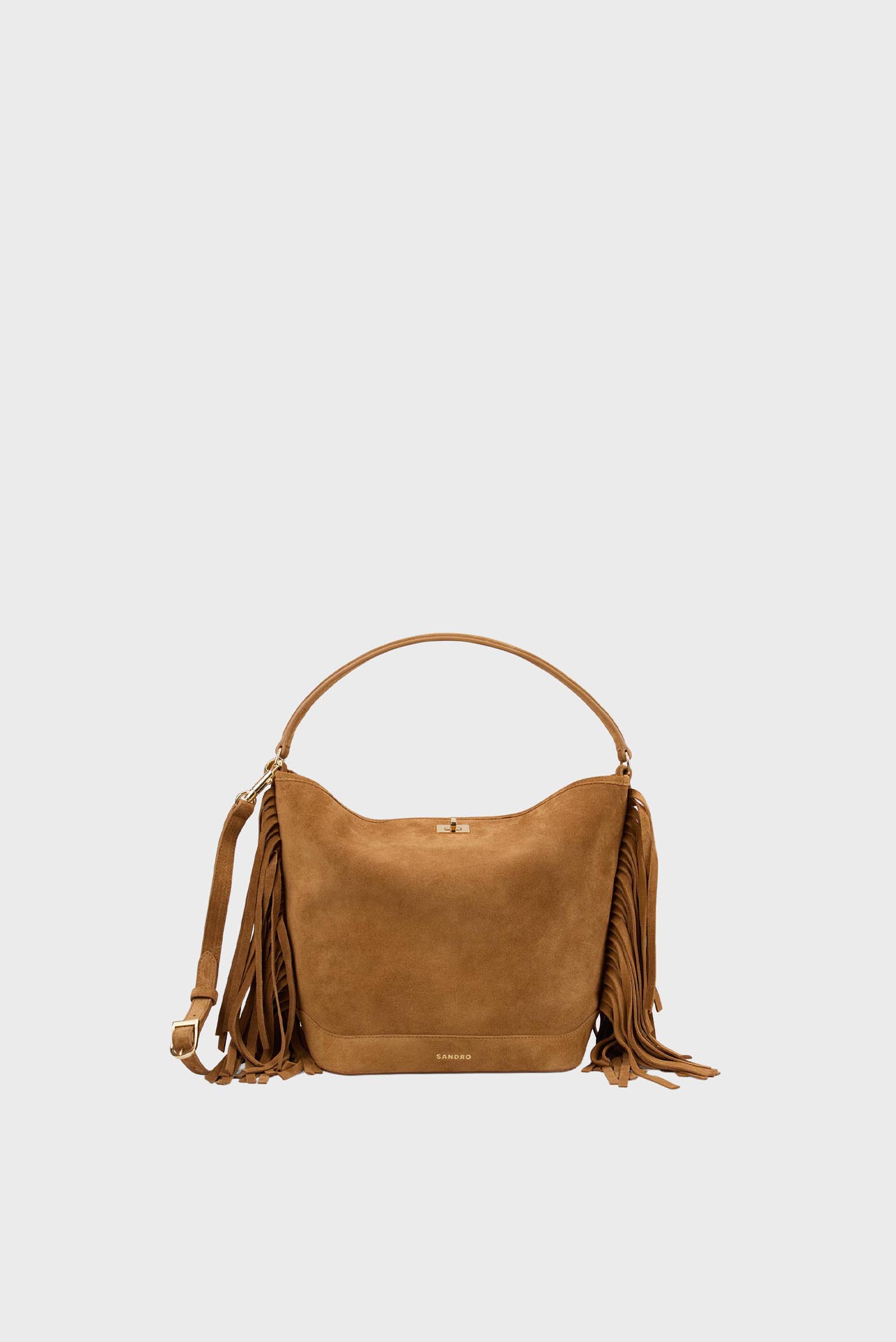 Женская рыжая замшевая сумка TANGOSO Рыжий ONESIZE Sandro SFASA01567_Camel Женская рыжая замшевая сумка TANGOSO Рыжий ONESIZE Sandro SFASA01567_Camel