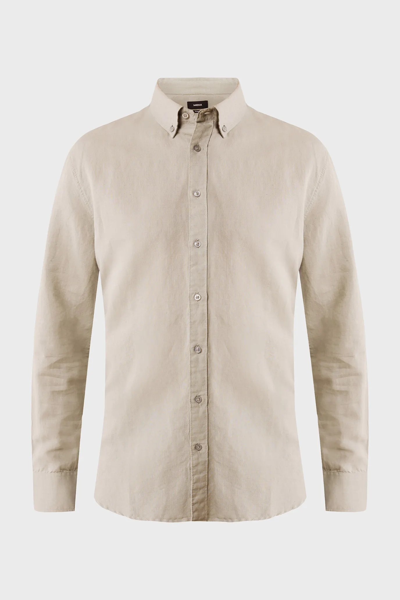 Мужская бежевая льняная рубашка CALEB Basic linen shirt 5