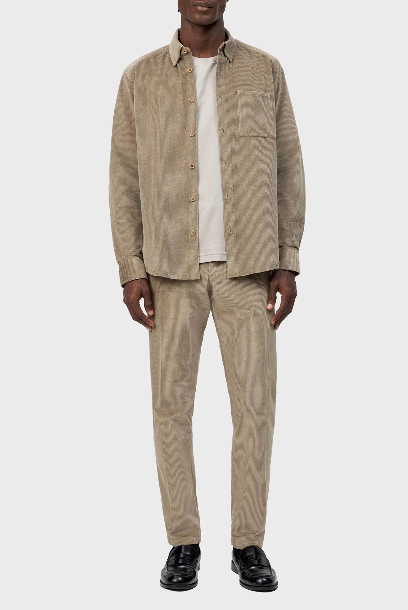 Мужская бежевая вельветовая рубашка LIEТ 2