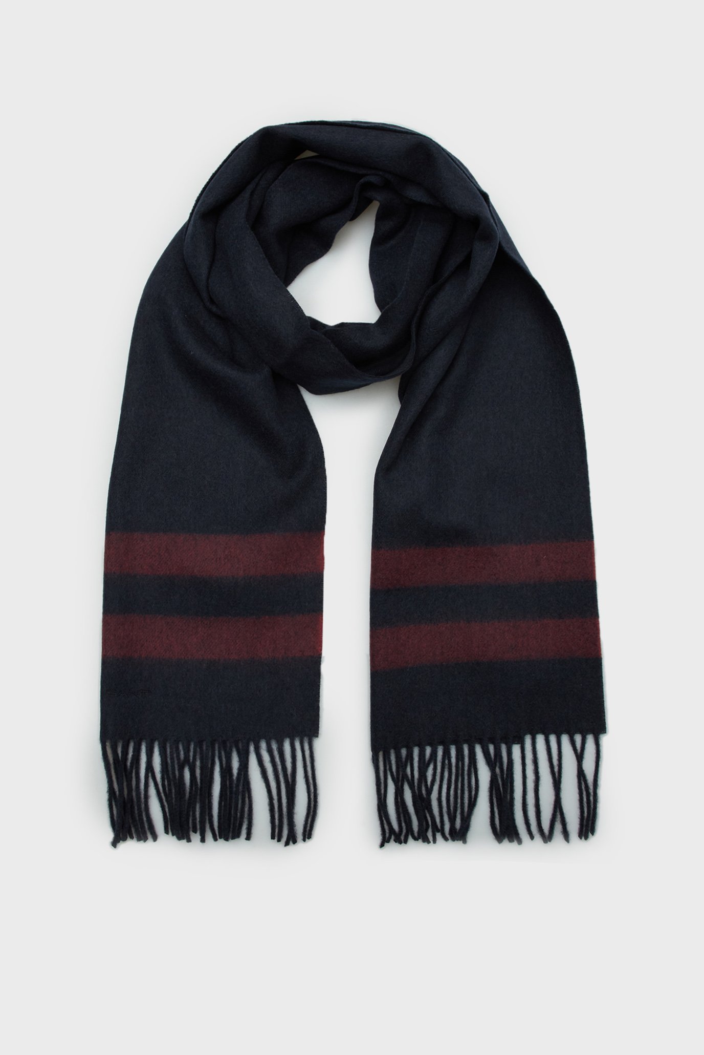 Чоловічий темно-синій вовняний шарф MERINO WOOL STRIPED WOVEN SCARF 1