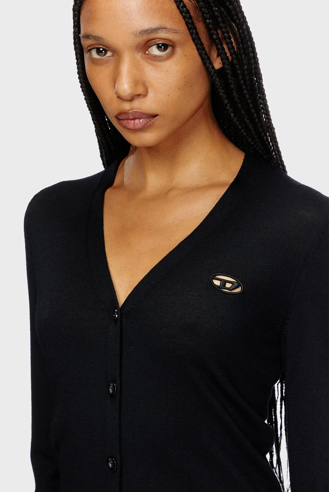 Женский черный шерстяной кардиган M-ALIMA 4