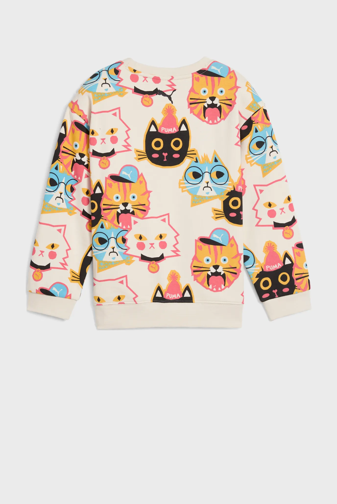 Детский белый свитшот с узором Moody Cat Crew Kids 6