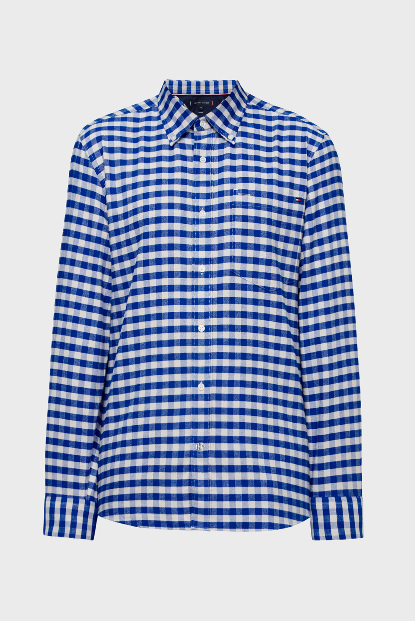 Мужская голубая рубашка в клетку OXFORD BRUSHED GINGHAM 1