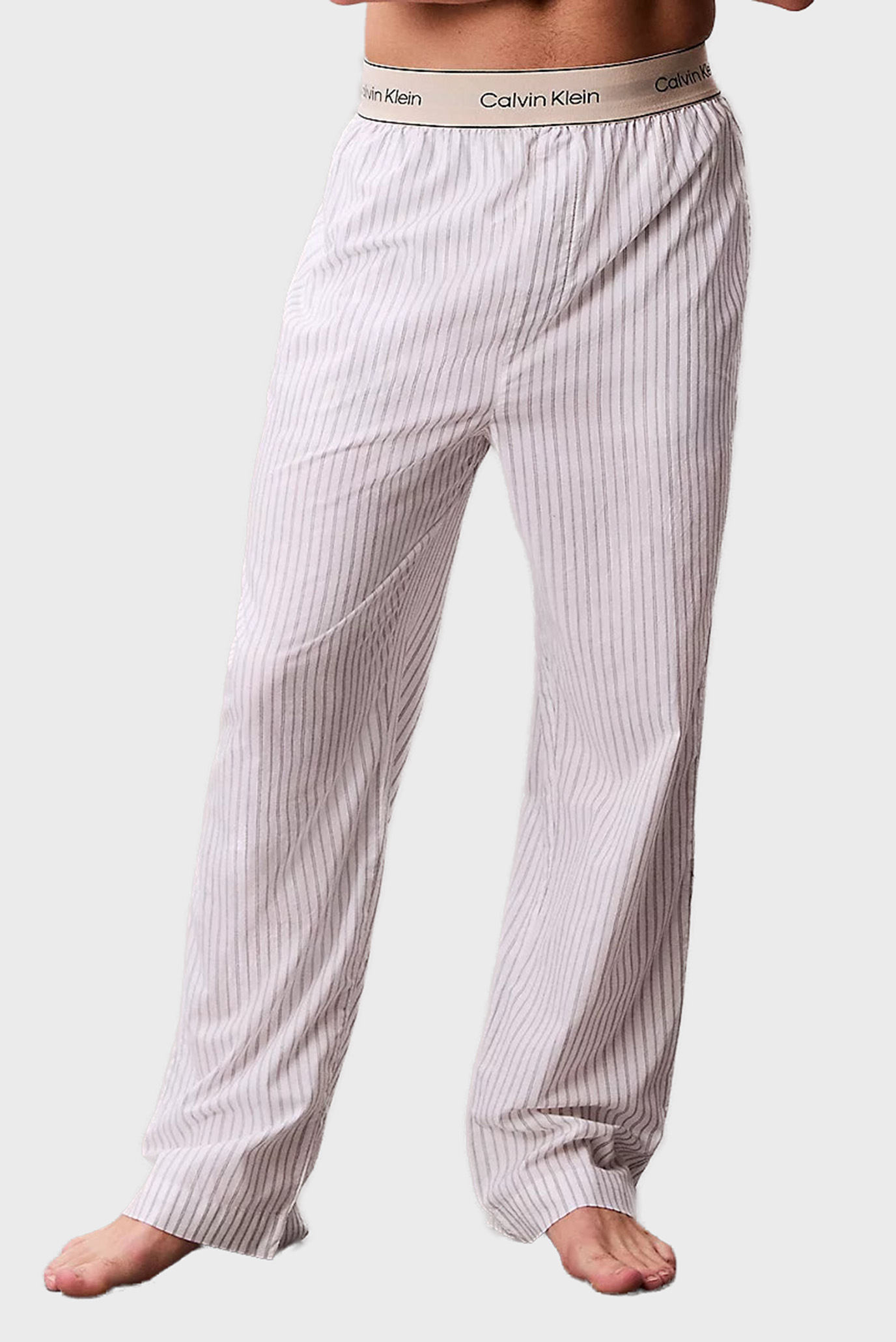 Мужские белые брюки в полоску SLEEP PANT Белый L Calvin Klein LV00NM2944 Мужские белые брюки в полоску SLEEP PANT Белый L Calvin Klein LV00NM2944