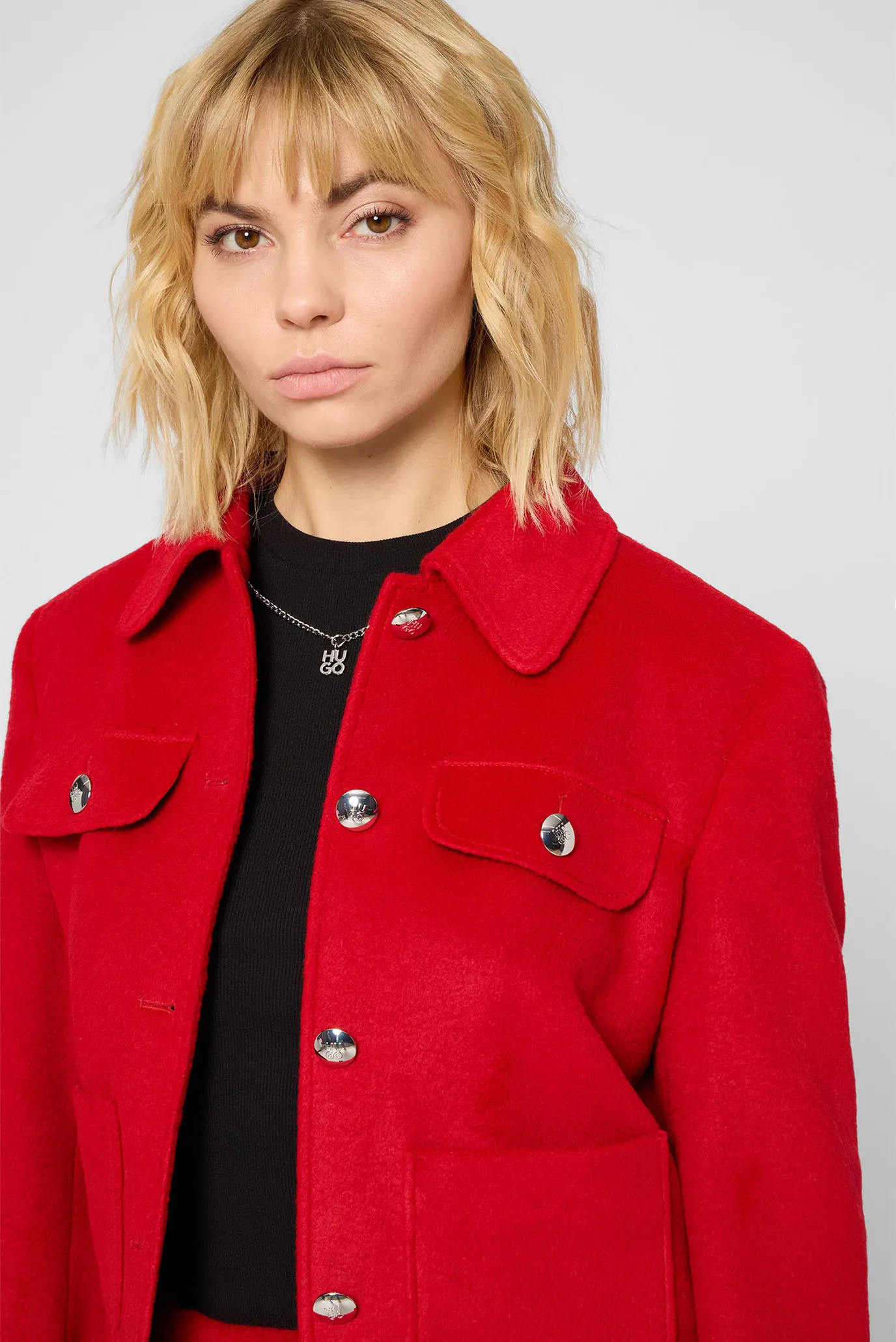 Жіноча червона сорочка-пальто 4