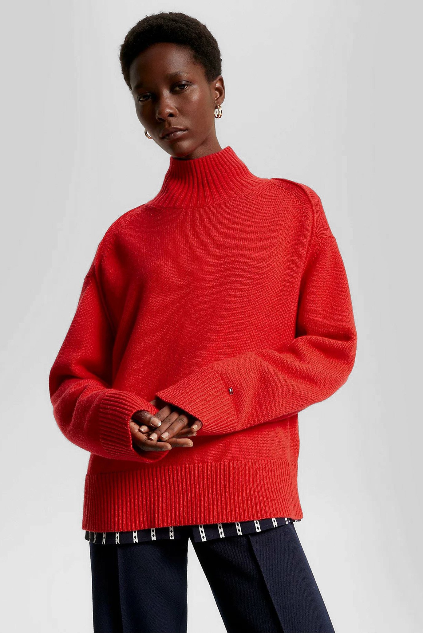 Женский красный свитер WOOL BLEND MOCK-NK 1
