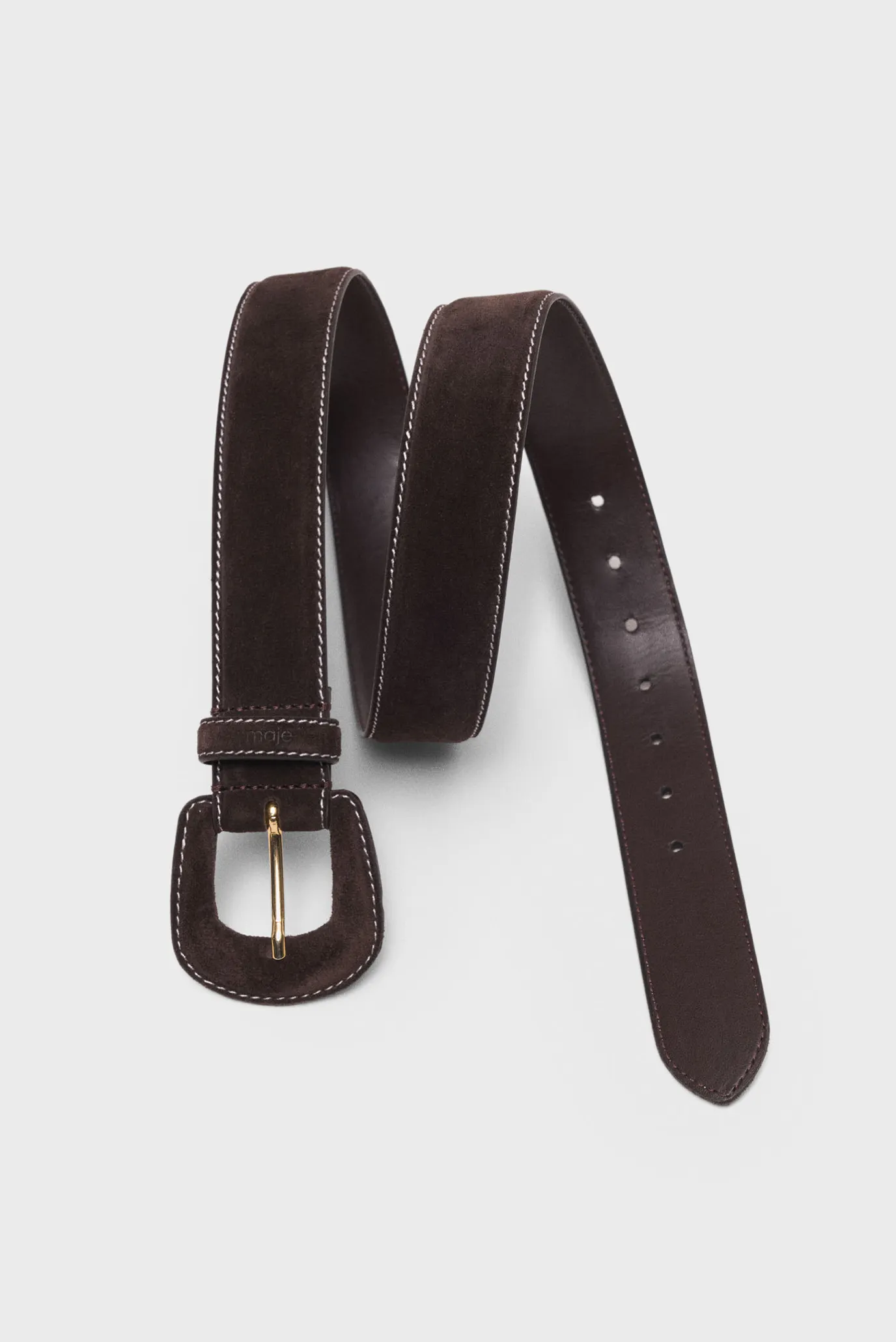 Жіночий темно-коричневий замшевий ремінь 4
