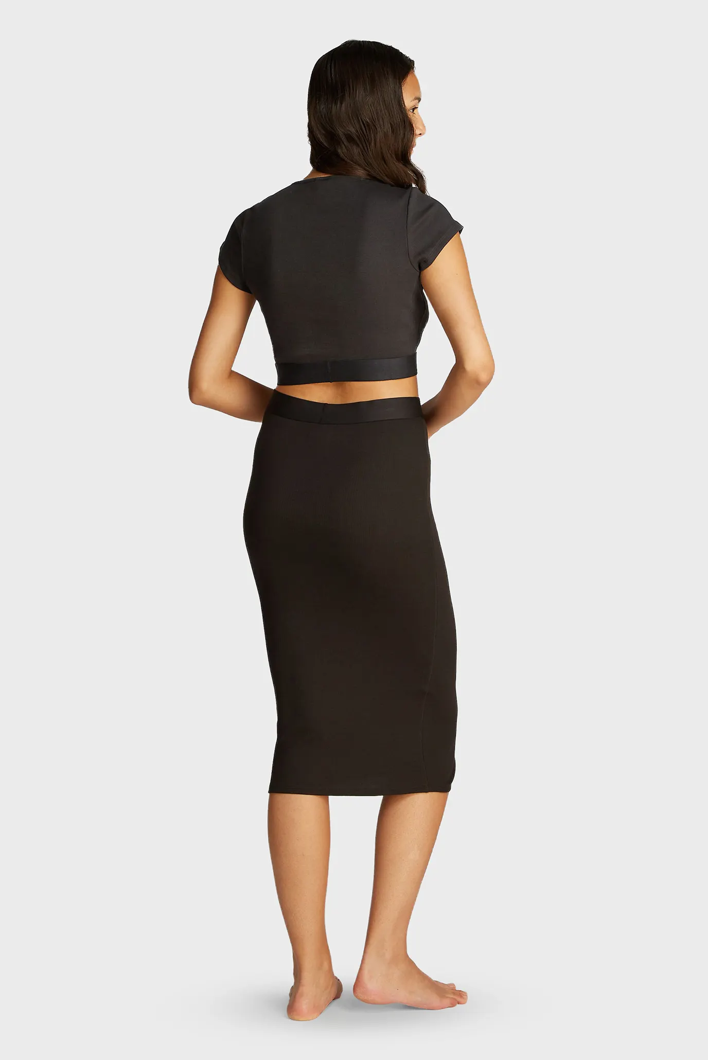 Женский черный топ RIB CROP TEE 3