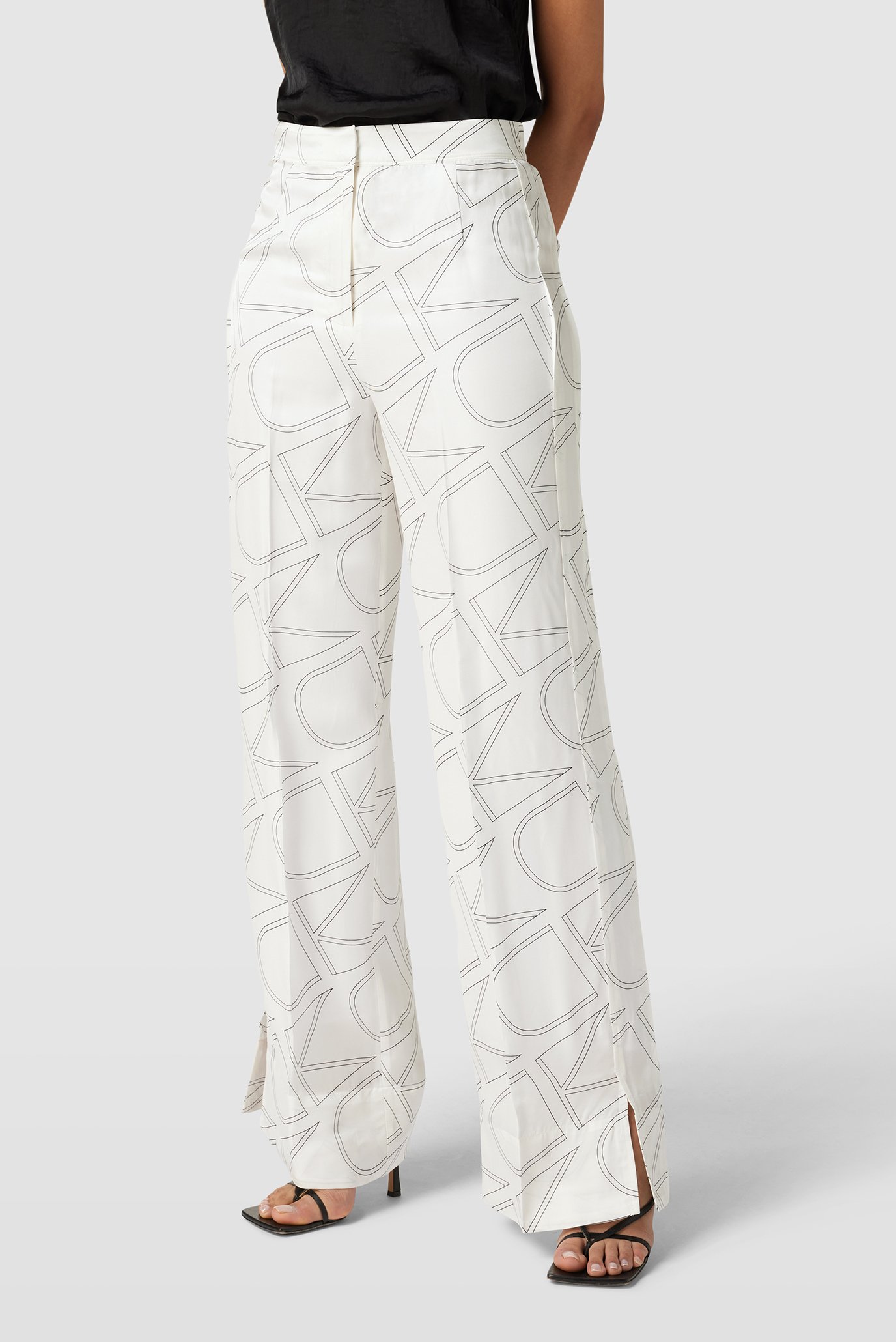 Жіночі білі брюки з візерунком MONOGRAM WIDE LEG 1