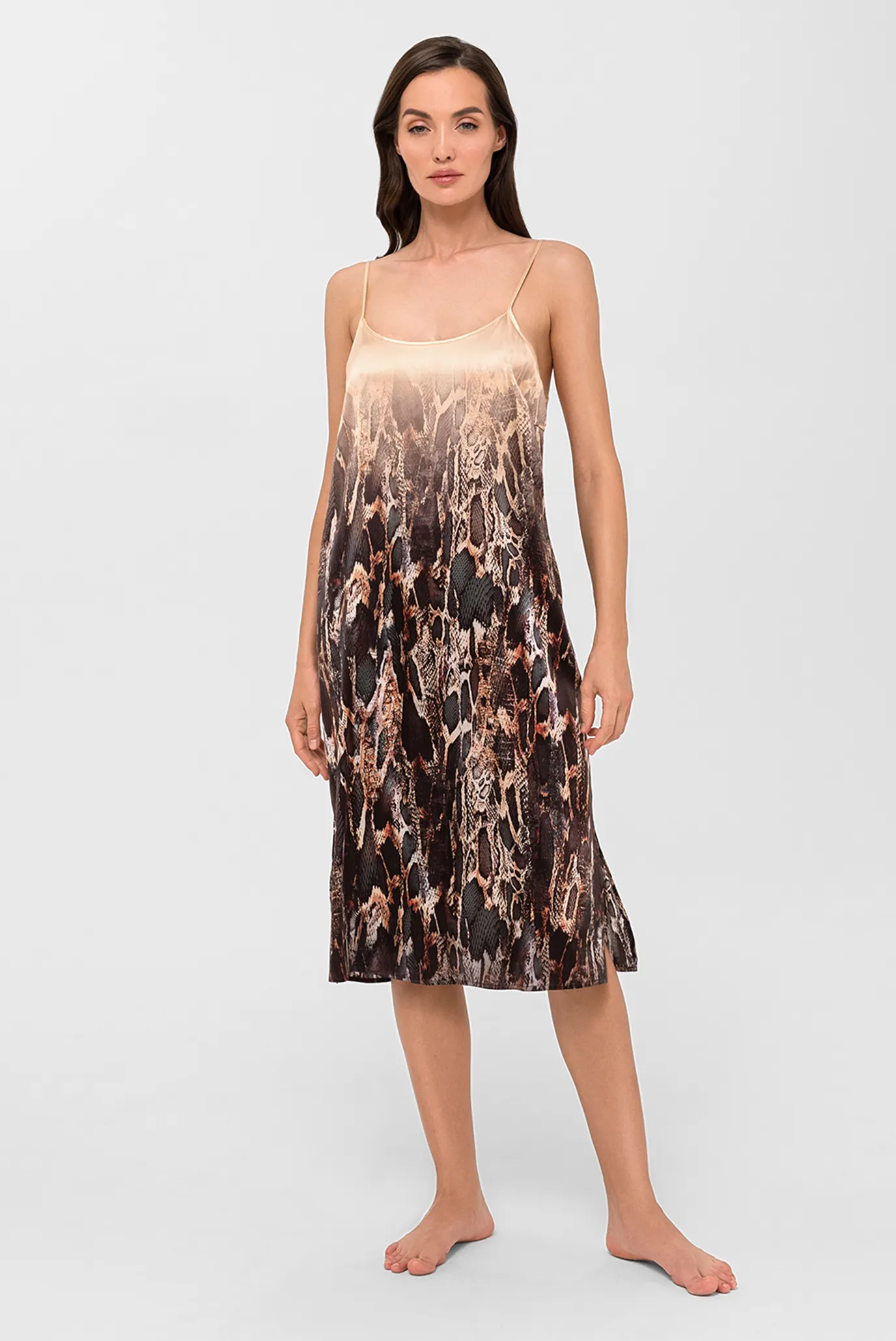 Женская шелковая ночная рубашка с узором 2