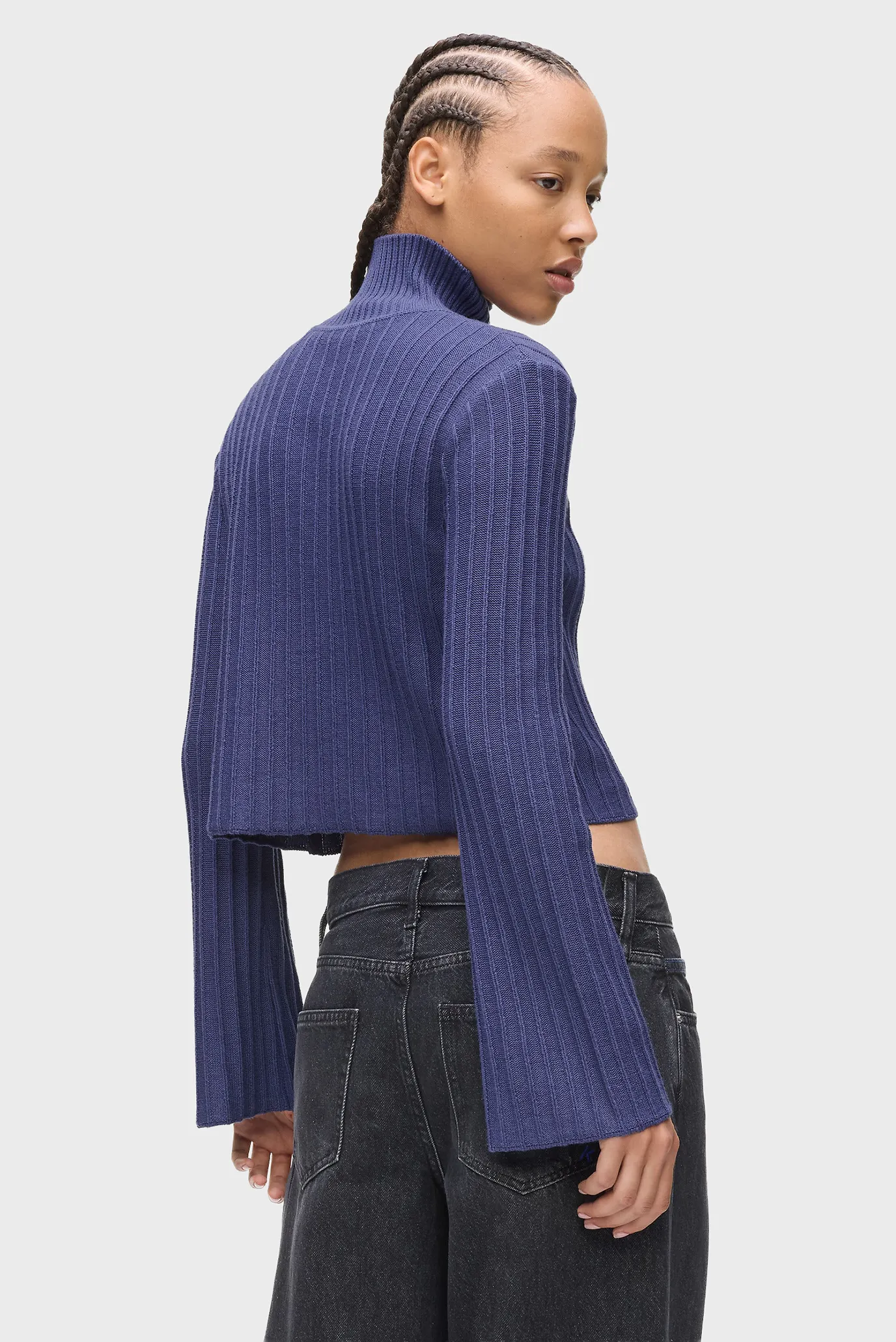 Женский синий гольф plisse 3