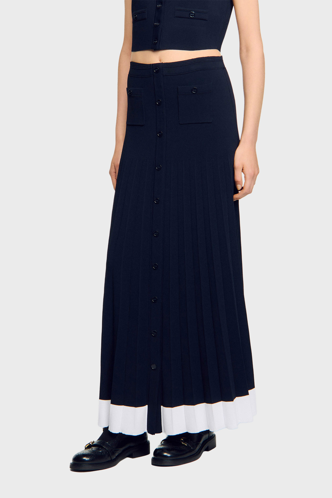 Женская темно-синяя юбка Синий 40 Sandro SFPJU01498_Navy Blue Женская темно-синяя юбка Синий 40 Sandro SFPJU01498_Navy Blue