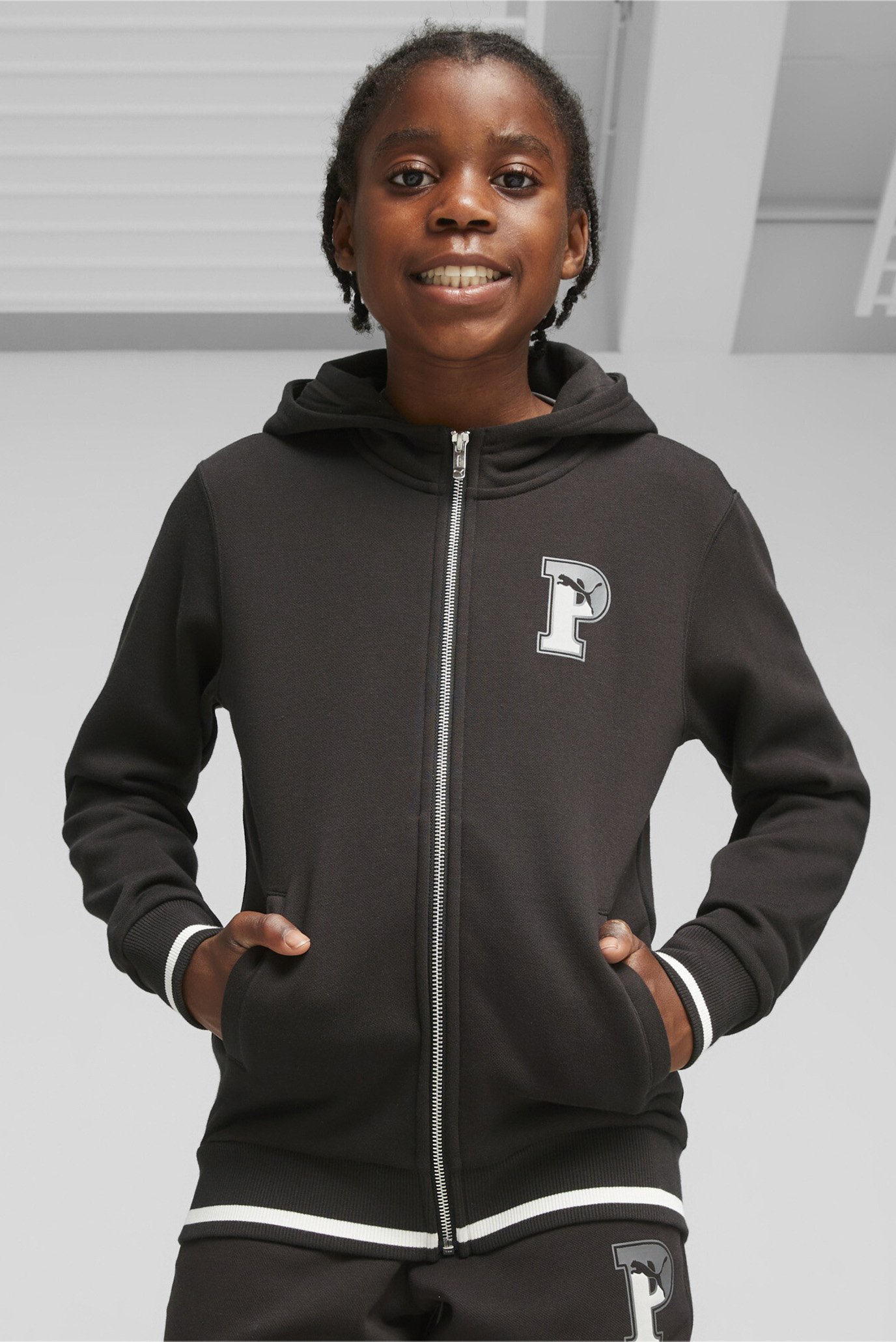 Детское черное худи PUMA SQUAD Youth Full-Zip Fleece Hoodie 1