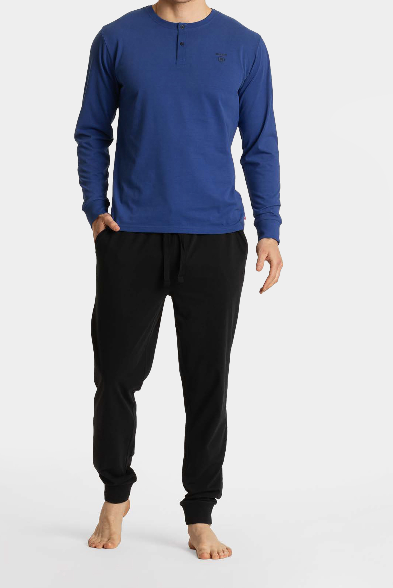 Чоловіча синя піжама (лонгслів, брюки) 1