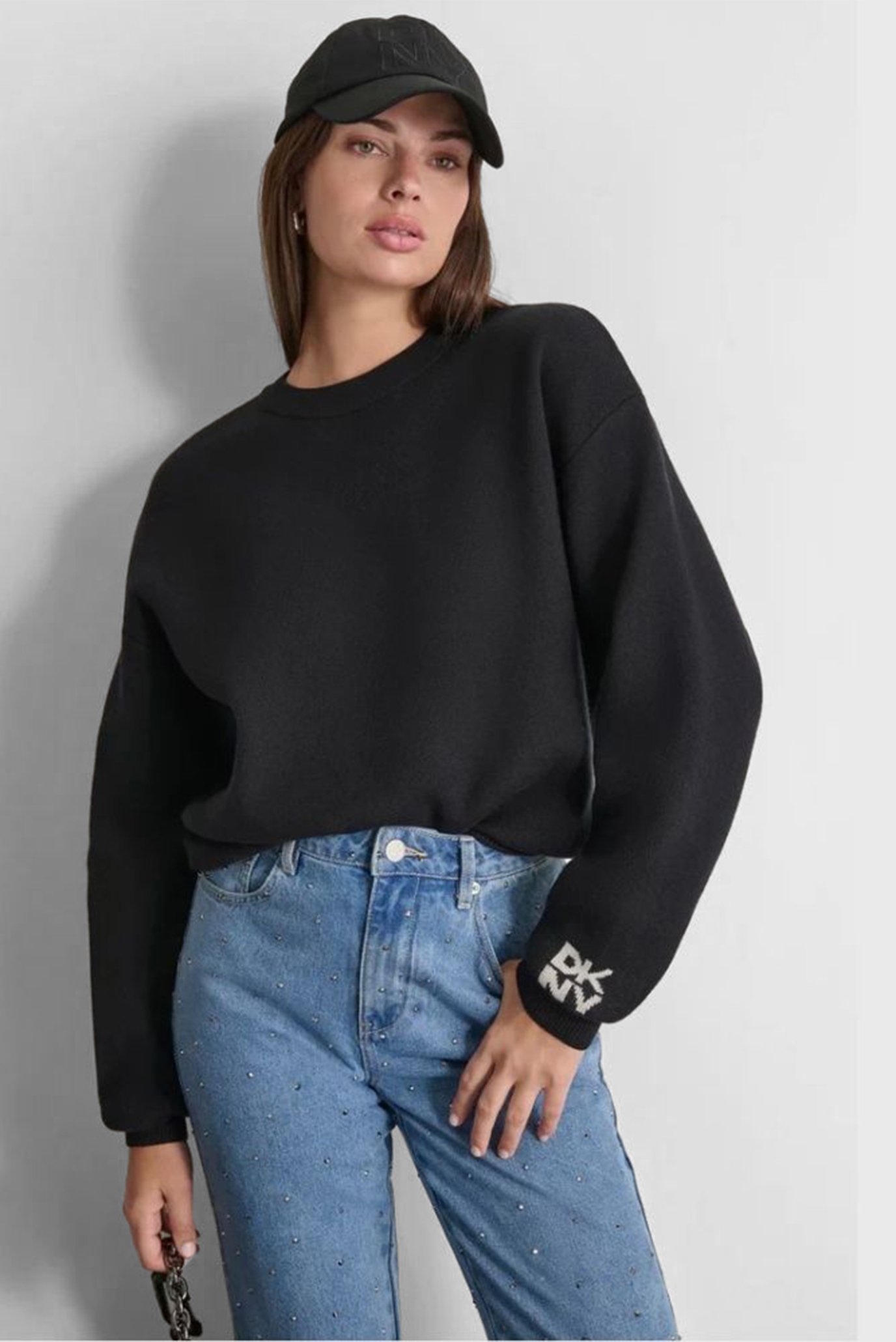 Женский черный шерстяной свитер Черный L DKNY D2G4A159 Женский черный шерстяной свитер Черный L DKNY D2G4A159