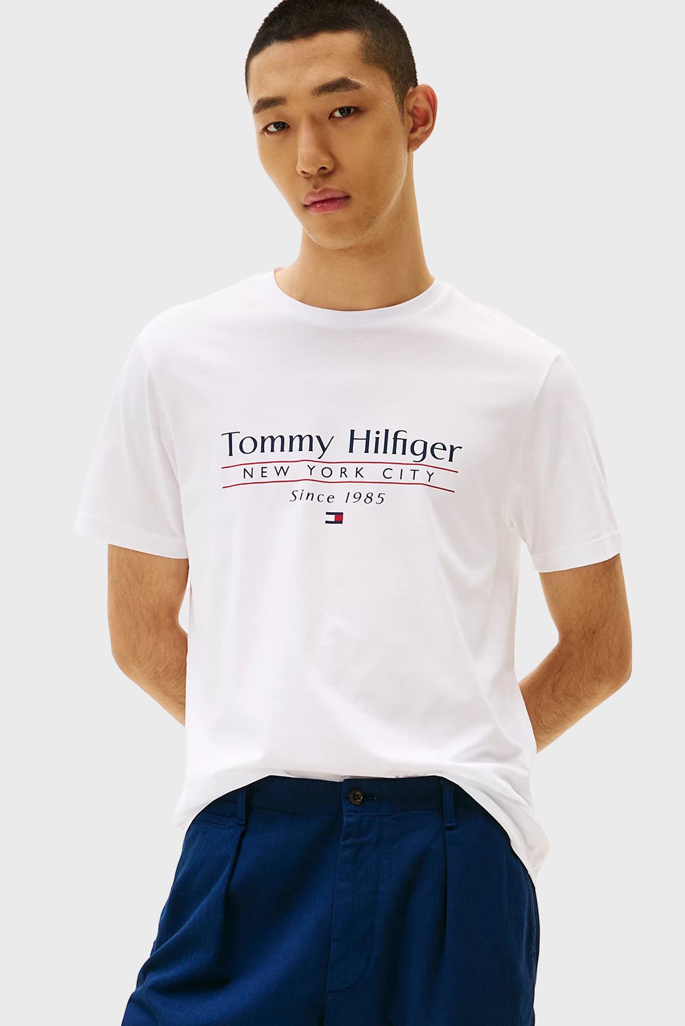 Чоловіча біла футболка HILFIGER CENTER STACK TEE 1