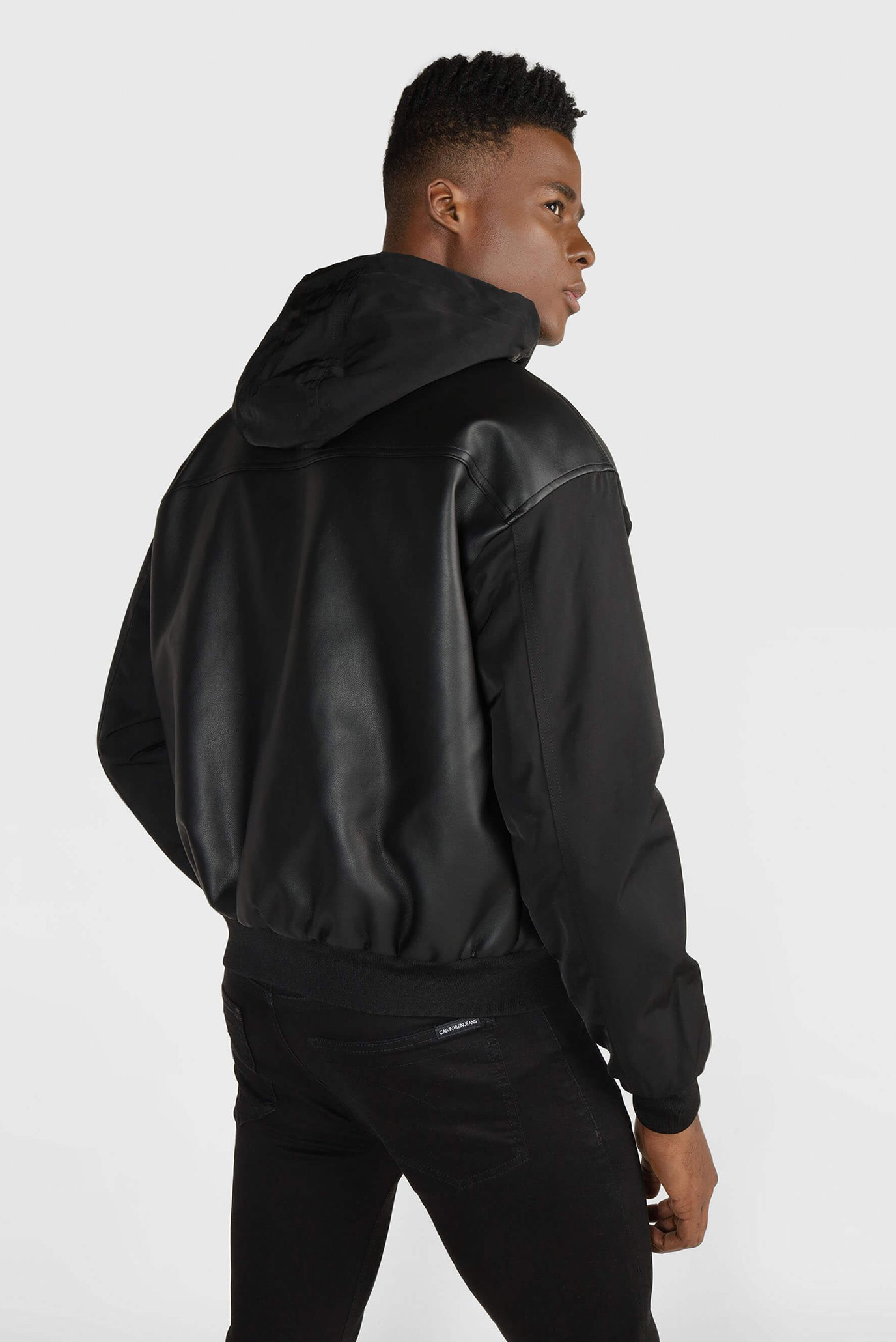 Calvin klein faux leather bomber outlet jacket