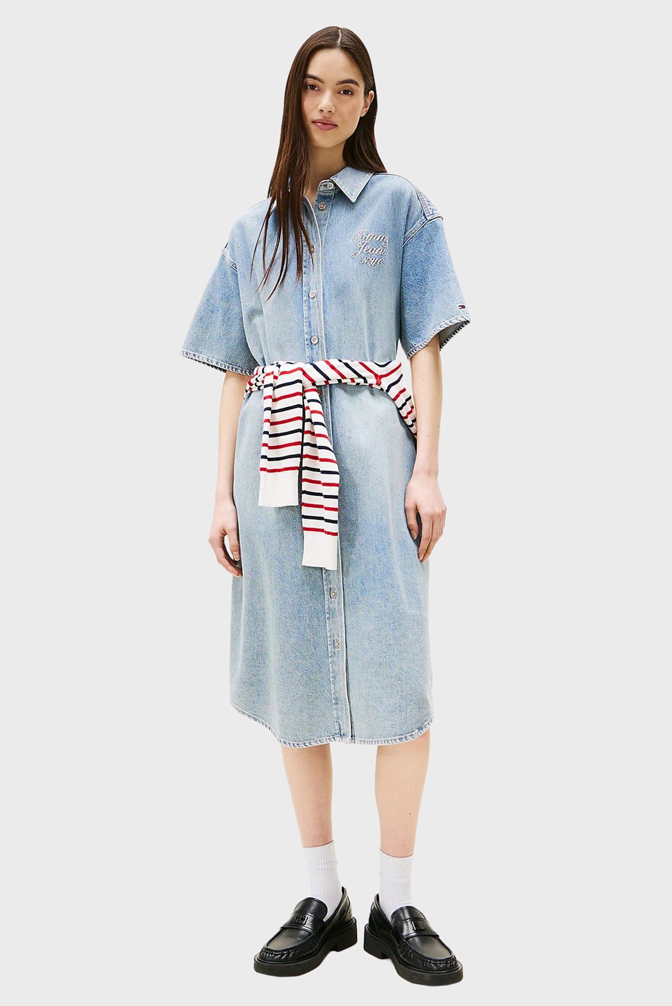 Женское голубое джинсовое платье DENIM Голубой XS Tommy Jeans DW0DW21205 Женское голубое джинсовое платье DENIM Голубой XS Tommy Jeans DW0DW21205