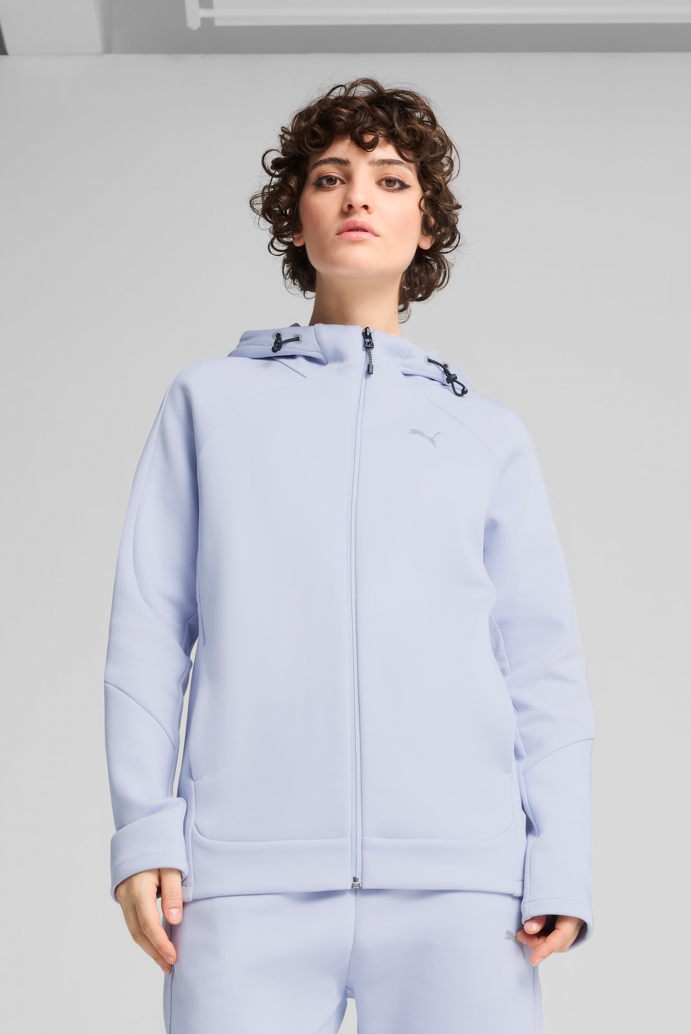 Женское голубое худи EVOSTRIPE Full-Zip Hoodie Women 1