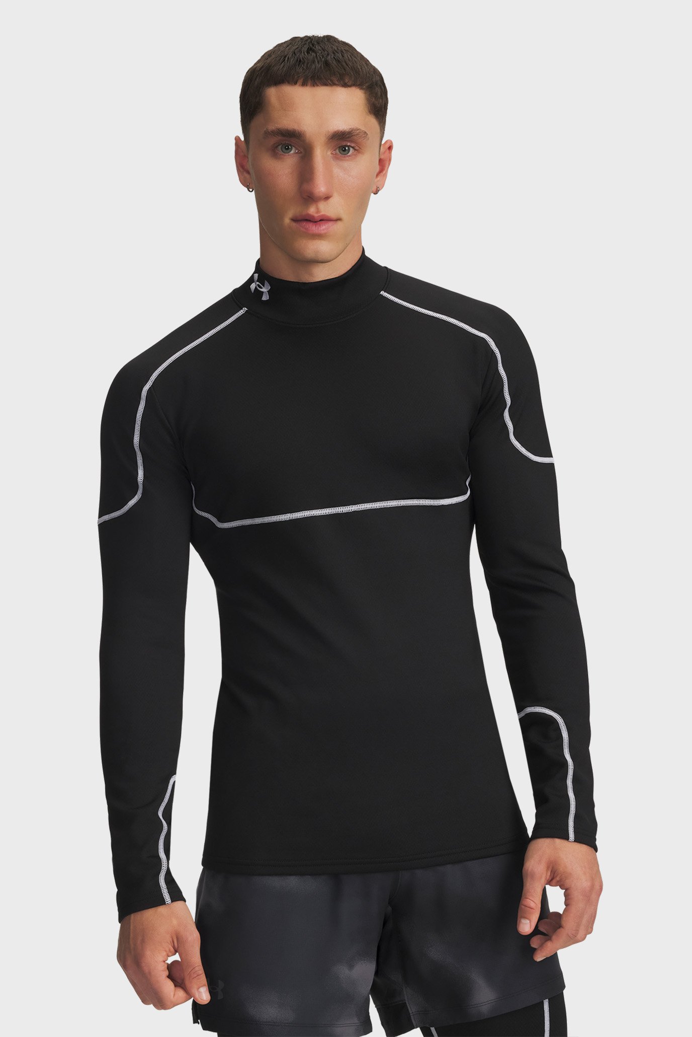 Мужской черный лонгслив Cold Weather Grid LS Mock Черный L Under Armour 6007127-001 Мужской черный лонгслив Cold Weather Grid LS Mock Черный L Under Armour 6007127-001