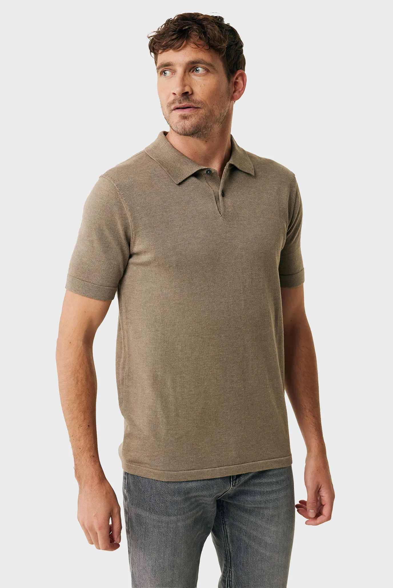 Чоловіче бежеве поло GIUSEPPE Premium knit polo 1