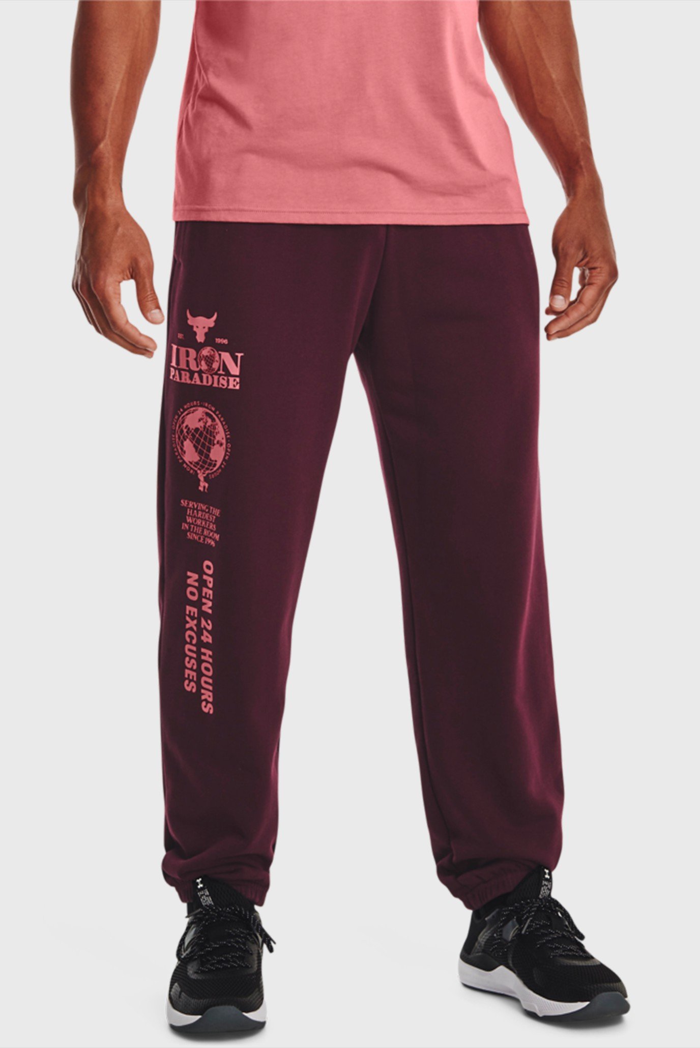 Чоловічі бордові спортивні штани UA Pjt Rck Hwt Terry Pnt 1