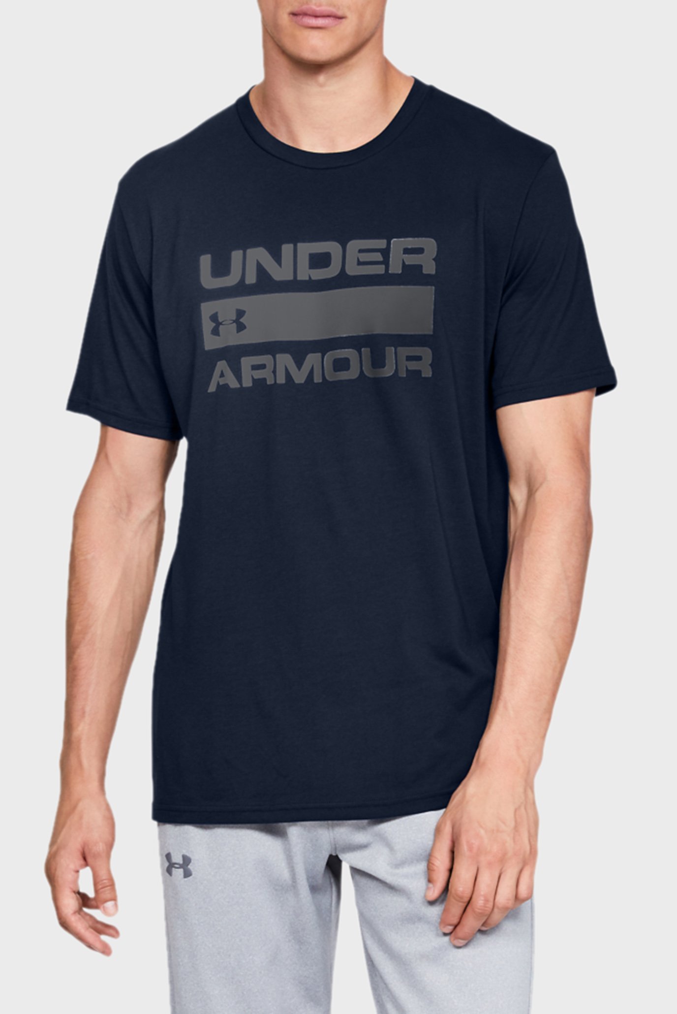 Мужская темно-синяя футболка UA TEAM ISSUE WORDMARK SS 1