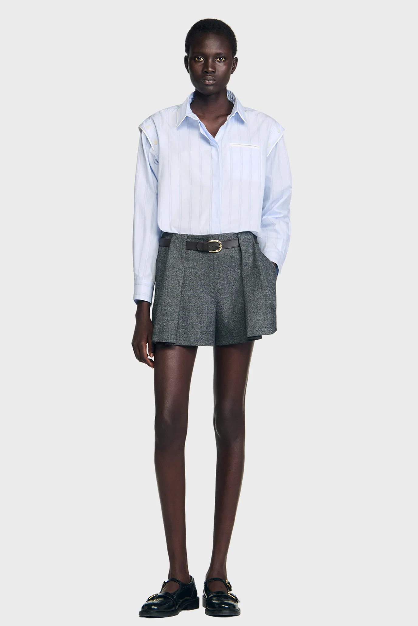 Жіноча блакитна сорочка у смужку 5