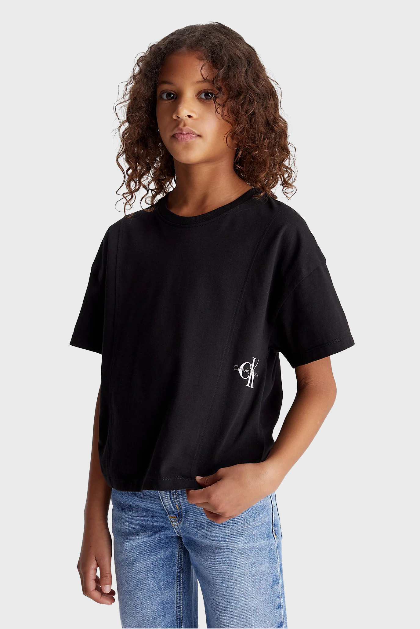 Детская черная футболка MONOGRAM OFF PLACED SS 1