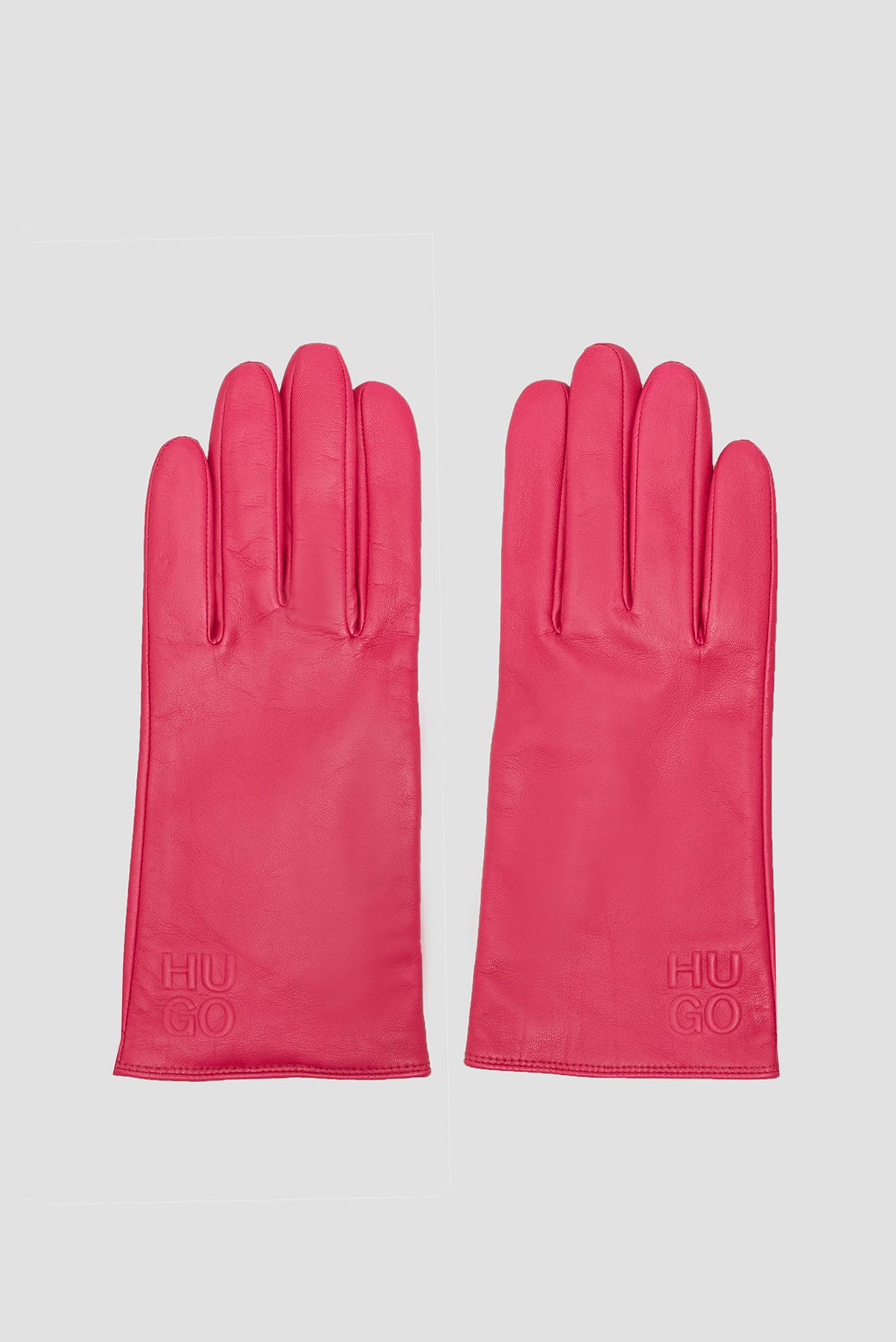 Женские малиновые кожаные перчатки 1