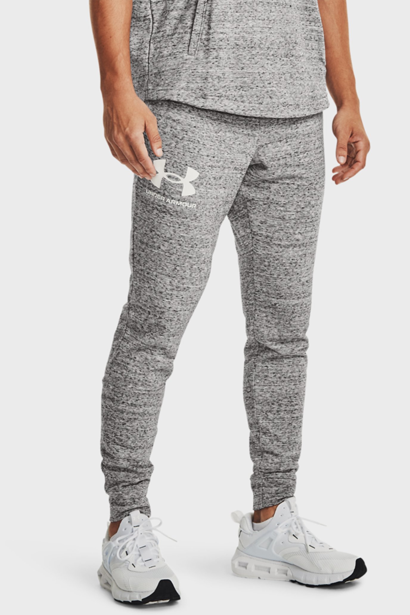 Чоловічі сірі спортивні штани UA RIVAL TERRY JOGGER 1