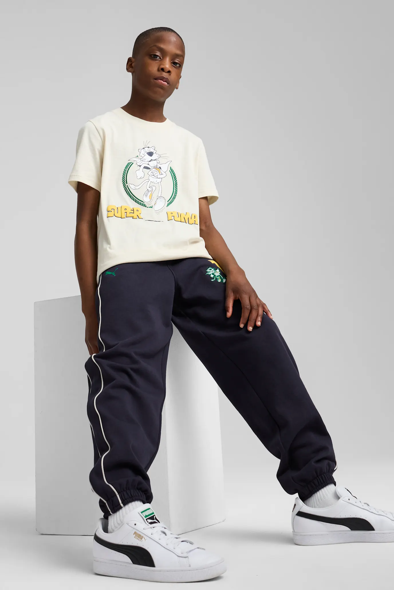 Детские темно-синие спортивные брюки T7 SUPER PUMA Sweatpants Youth 2