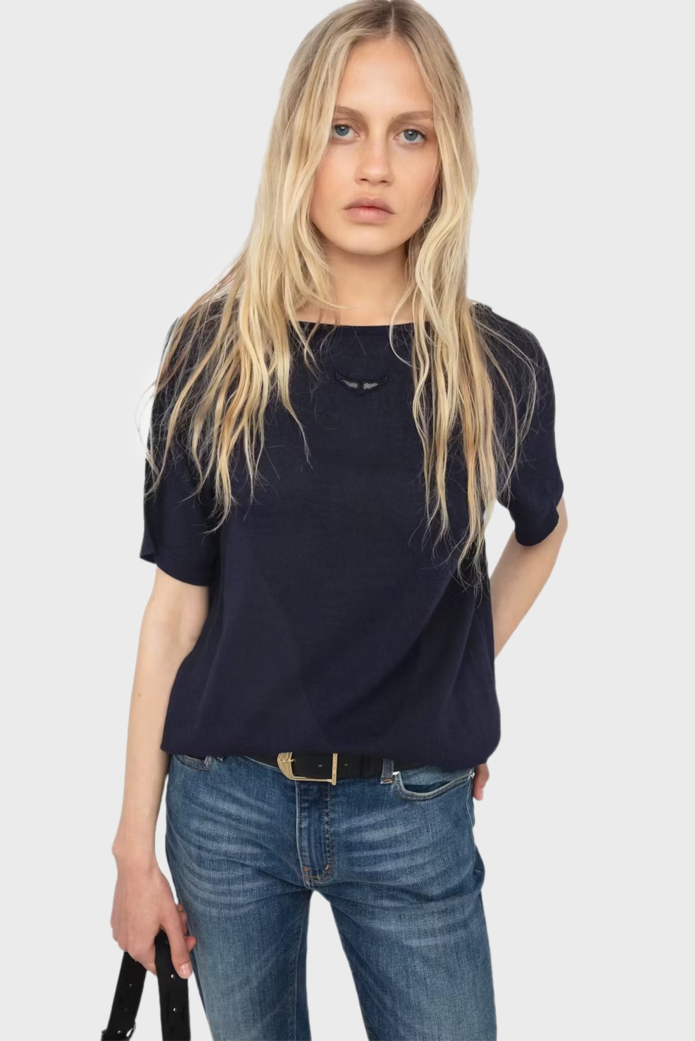 Женская темно-синяя футболка Ella Синий S ZADIG&VOLTAIRE JWTS02830_ENCRE Женская темно-синяя футболка Ella Синий S ZADIG&VOLTAIRE JWTS02830_ENCRE