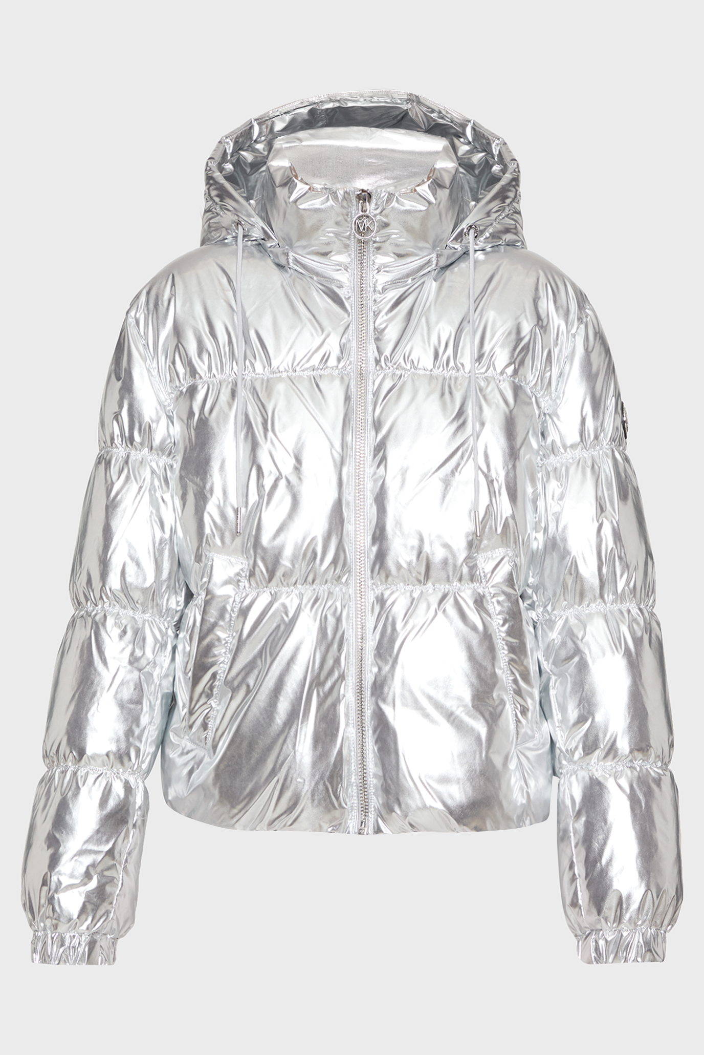 Женская серебристая куртка HOODED HIGH SHINE DOWN JACKET 1