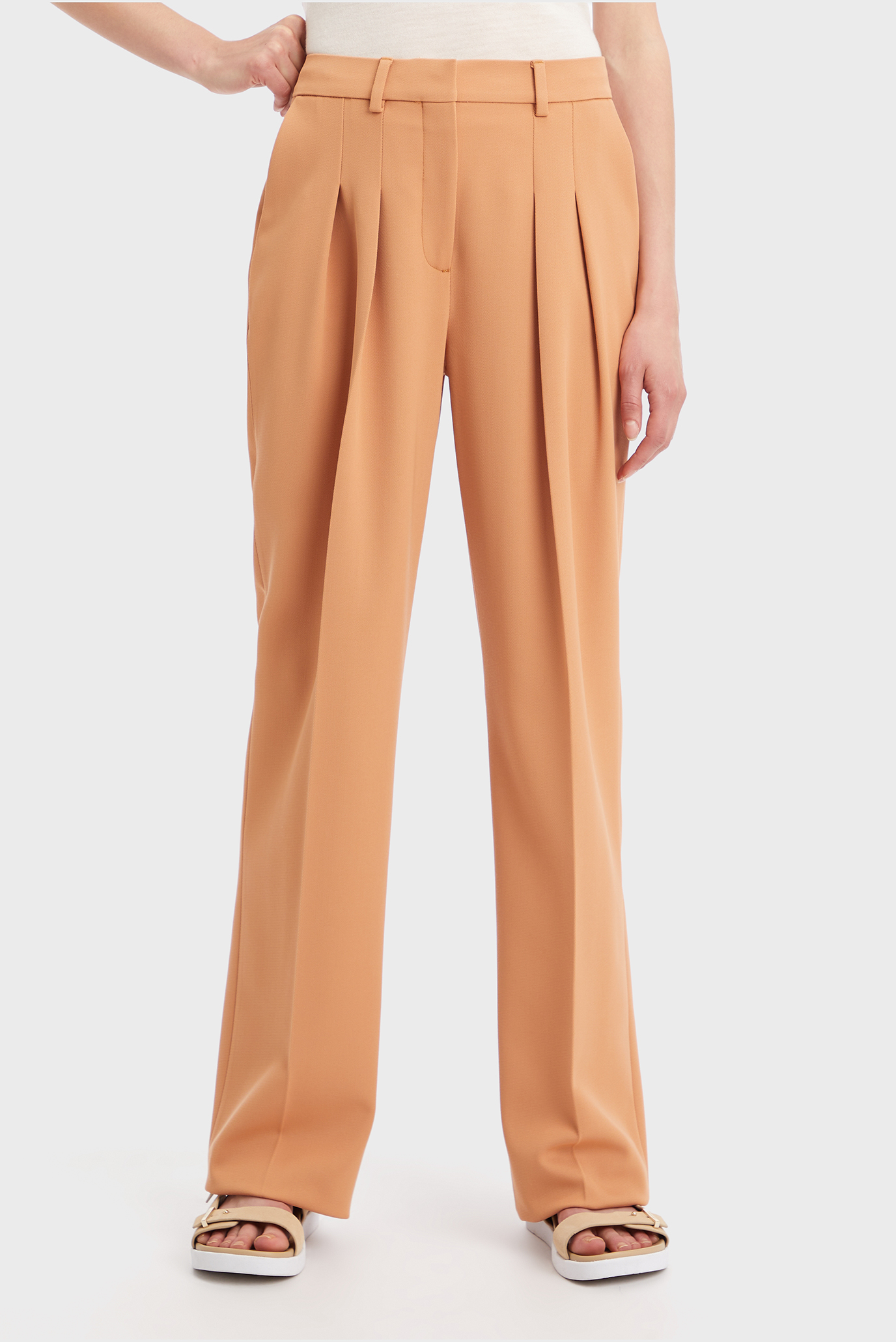 Женские оранжевые брюки WOOL TWILL PLEATED STRAIGHT PANT Оранжевый 36 Calvin Klein K20K205126 Женские оранжевые брюки WOOL TWILL PLEATED STRAIGHT PANT Оранжевый 36 Calvin Klein K20K205126