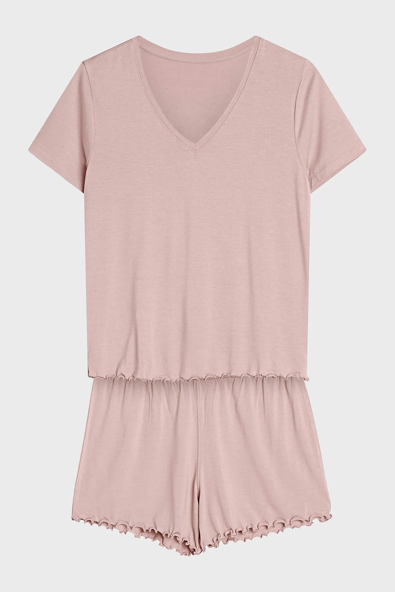 Жіноча бежева піжама (футболка, шорти) Noves 5