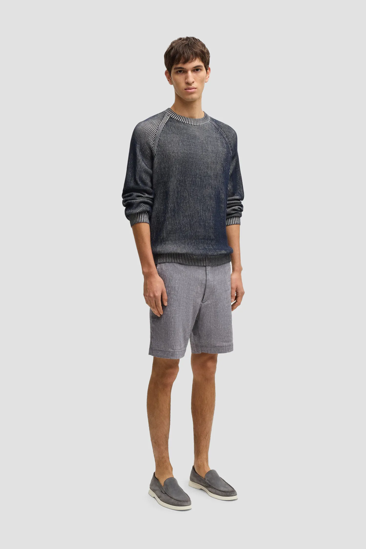 Мужские серые льняные шорты 5