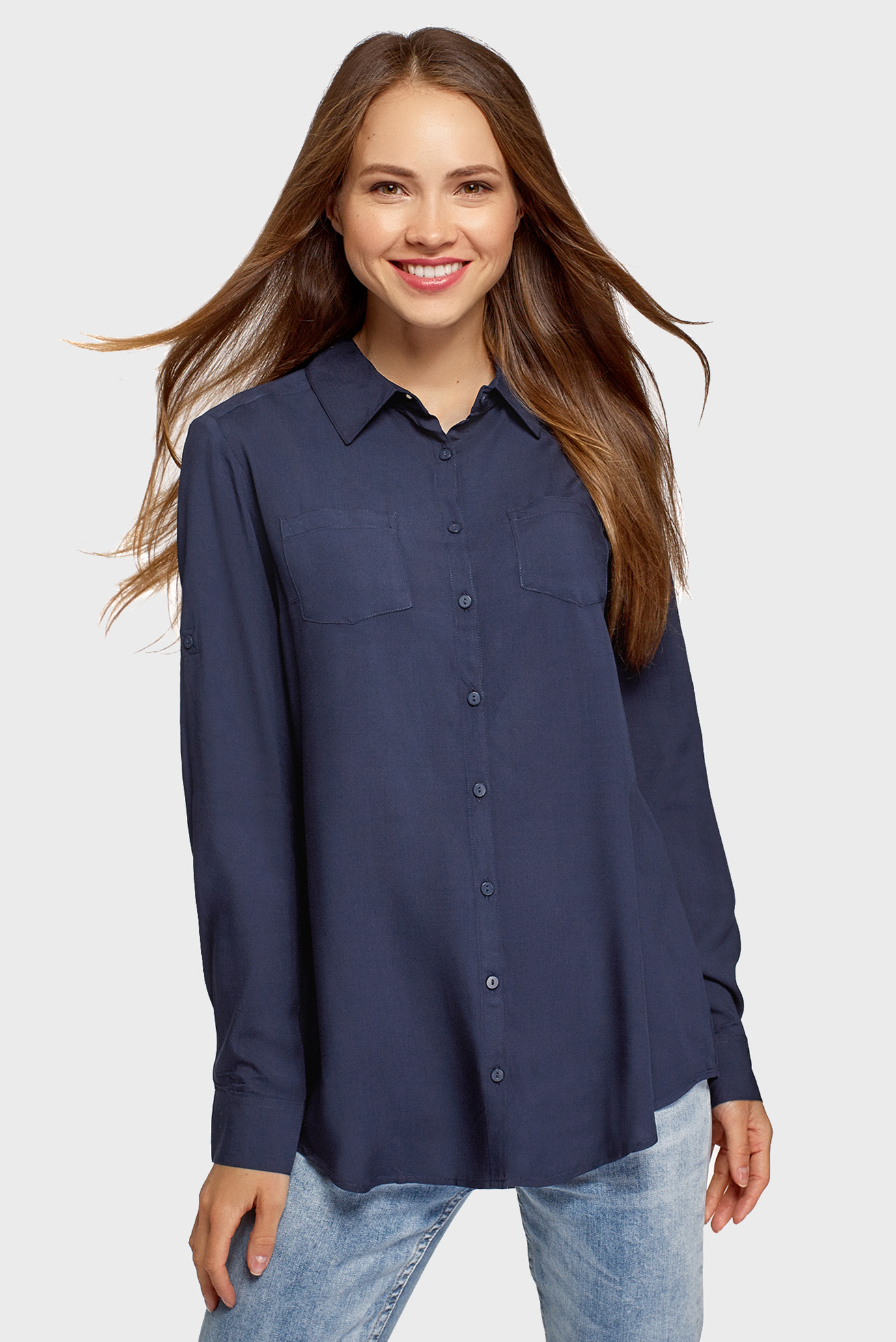 Женская синяя блуза 1