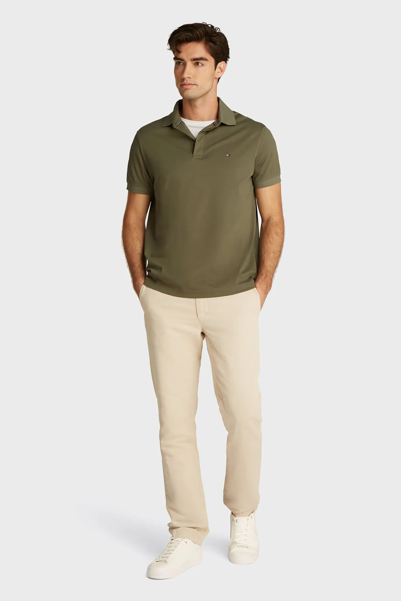 Мужское оливковое поло HIDDEN PLACKET 2